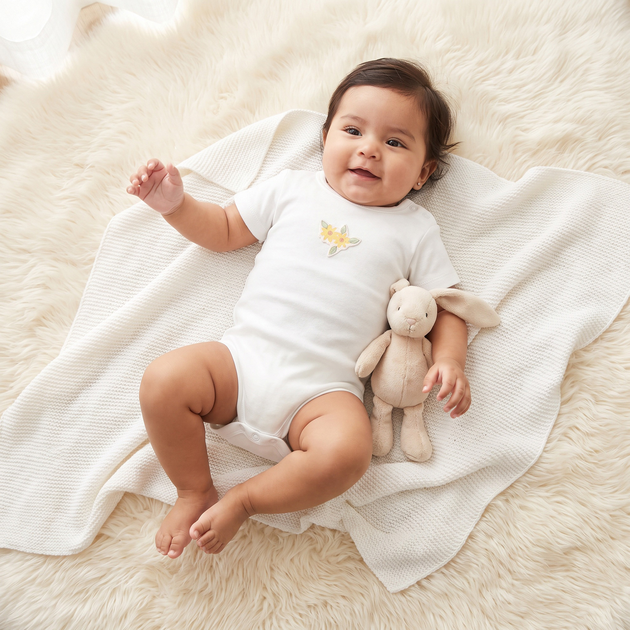 بودي سوت بطبعات أزهار وياقة ضيقة وأكمام قصيرة من جونيورز - عبوة 5 قطع-baby-girls-clothing-bodysuits-image-2