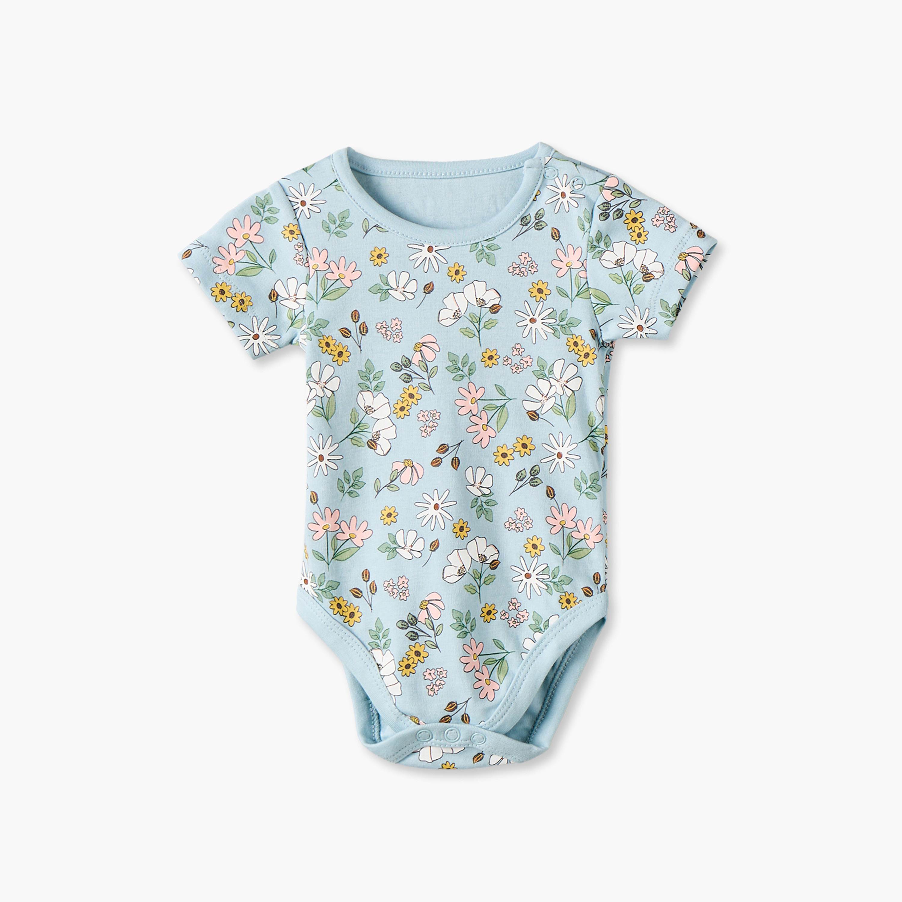 بودي سوت بطبعات أزهار وياقة ضيقة وأكمام قصيرة من جونيورز - عبوة 5 قطع-baby-girls-clothing-bodysuits-image-5