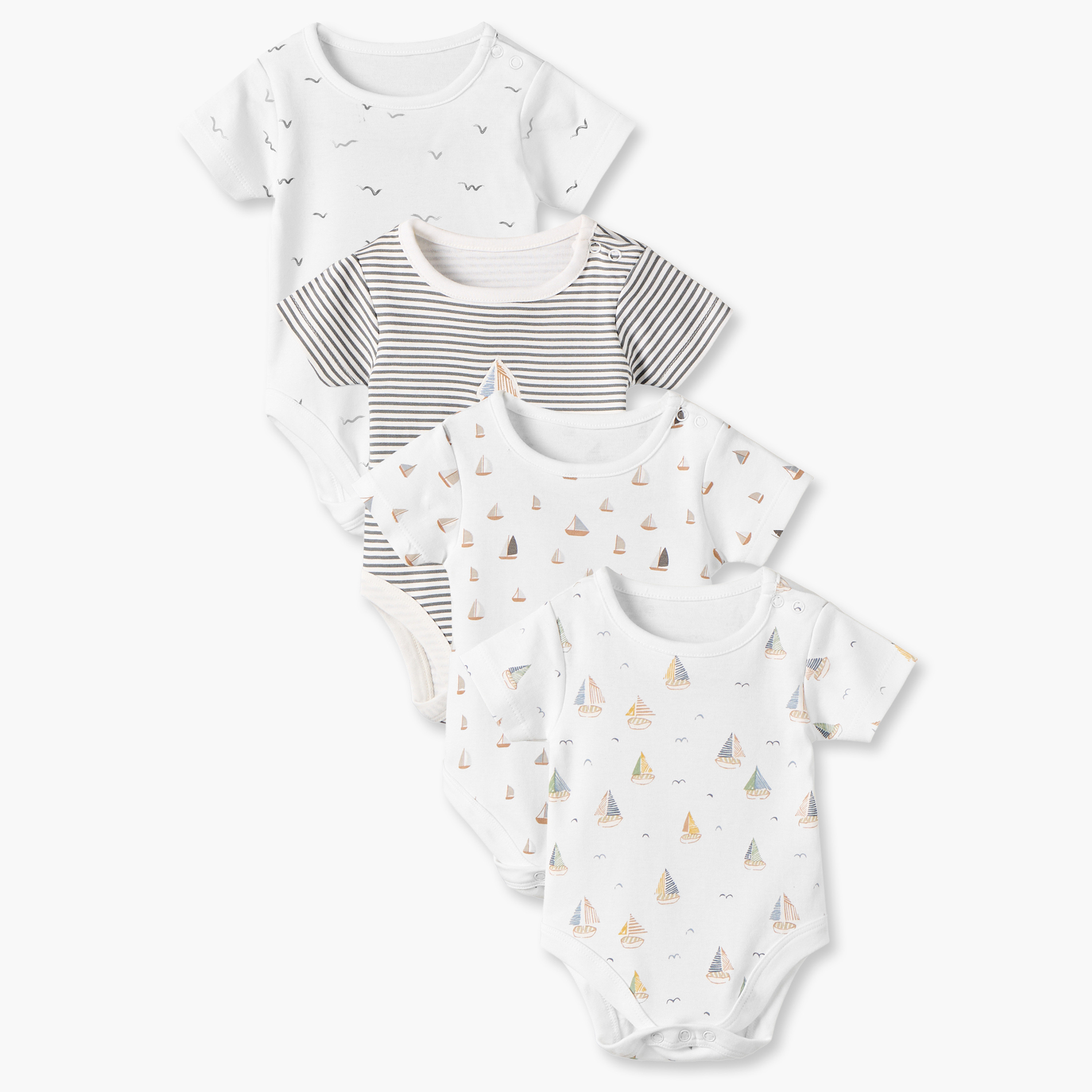 طقم بودي سوت بأكمام قصيرة وياقة ضيقة وطبعات بحرية من جونيورز - عبوة من 5 قطع-baby-girls-clothing-bodysuits-image-1