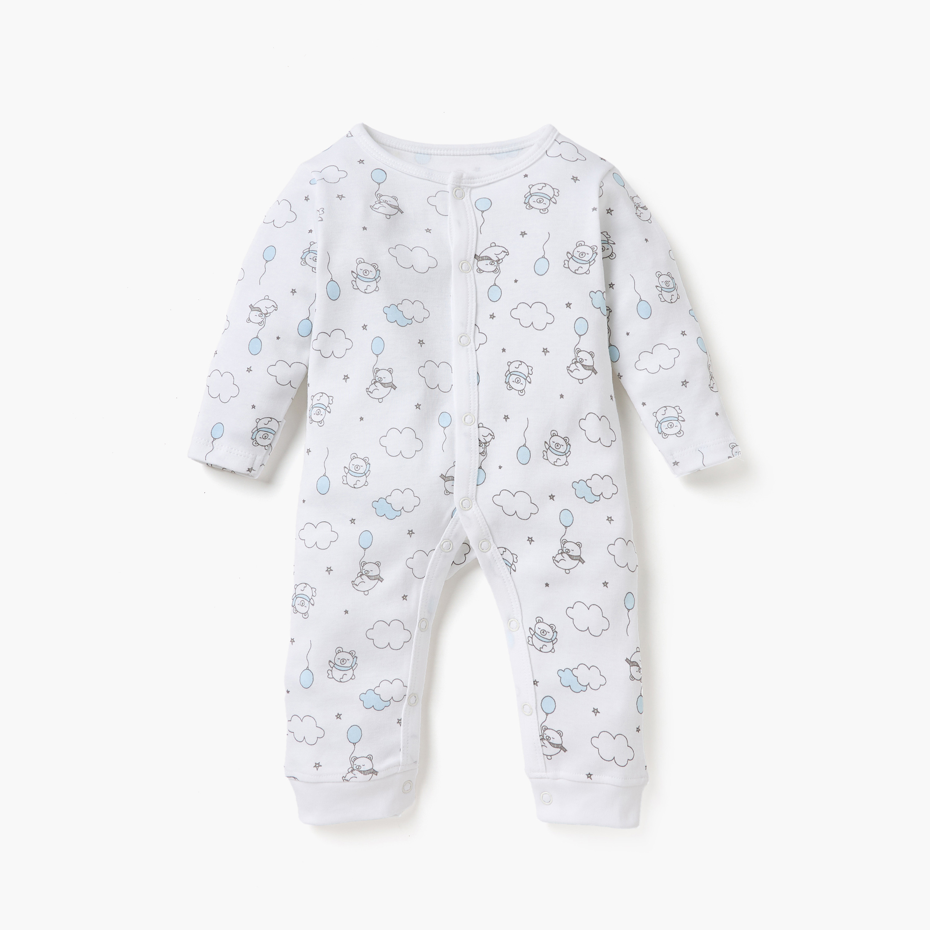 Juniors Printed Sleepsuit with Long Sleeves - Set of 3-baby-girls-clothing-nightwear-sleepsuits-image-2