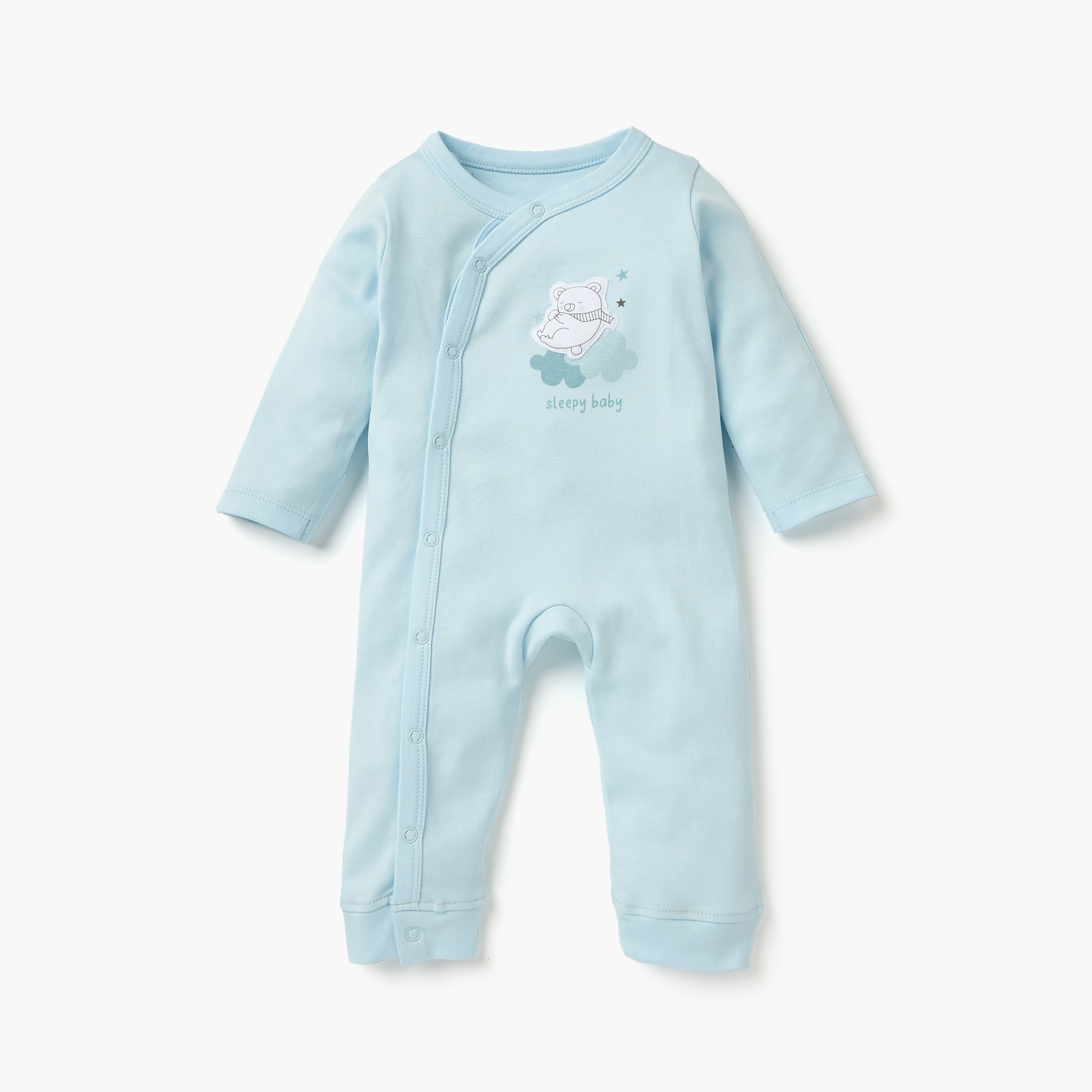 Juniors Printed Sleepsuit with Long Sleeves - Set of 3-baby-girls-clothing-nightwear-sleepsuits-image-3