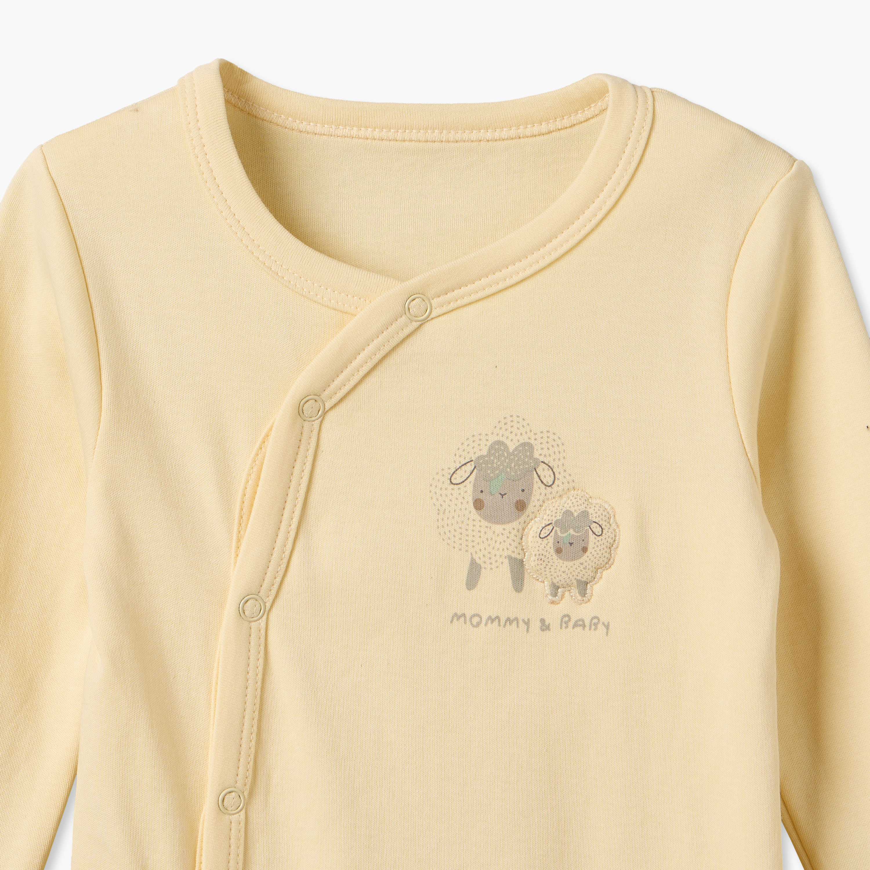 Pack of 3 Juniors Cotton Round Neck Long Sleeves Sleepsuit with Farm Print-baby-girls-clothing-nightwear-sleepsuits-image-6