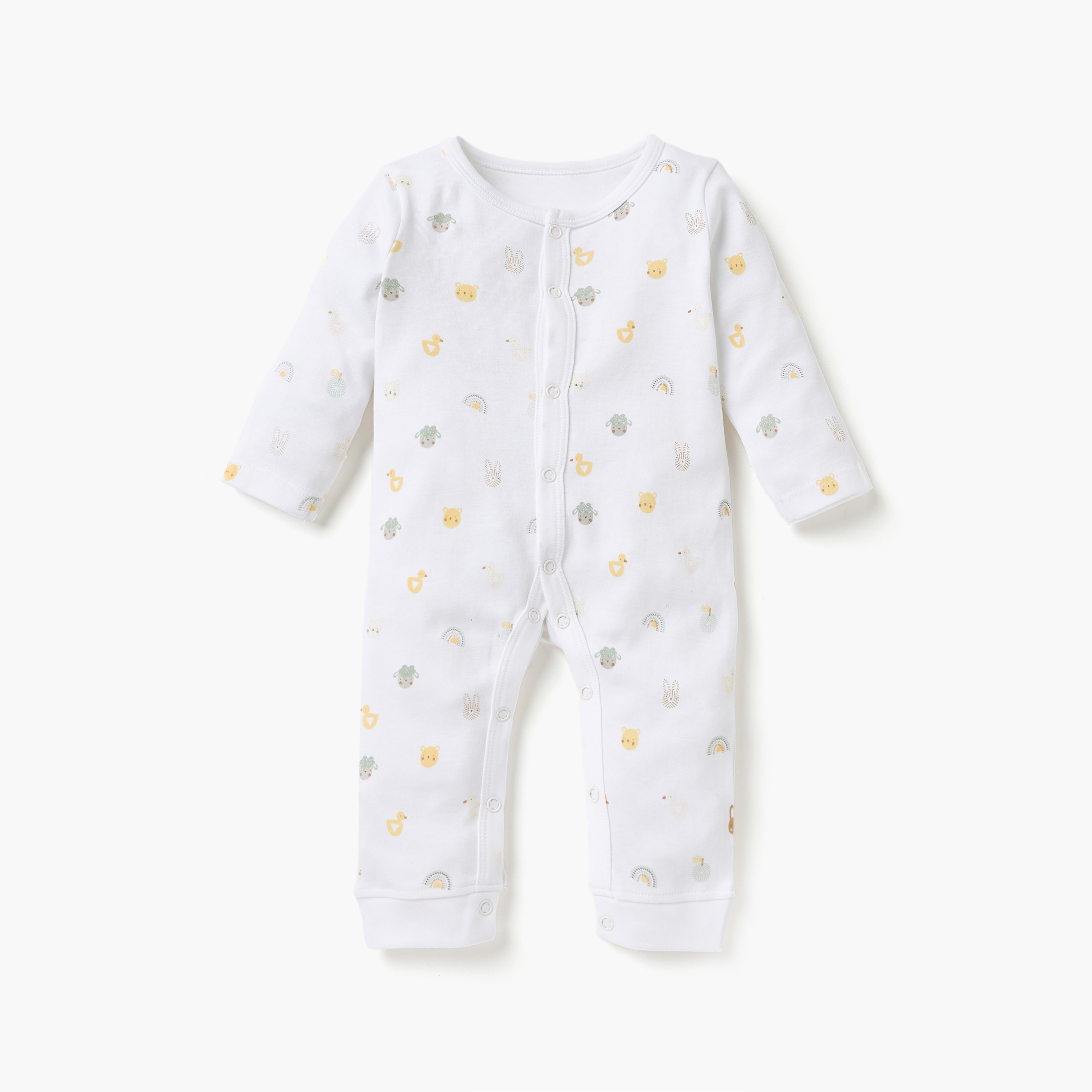Juniors Printed Sleepsuit with Long Sleeves - Set of 3-baby-girls-clothing-nightwear-sleepsuits-image-2