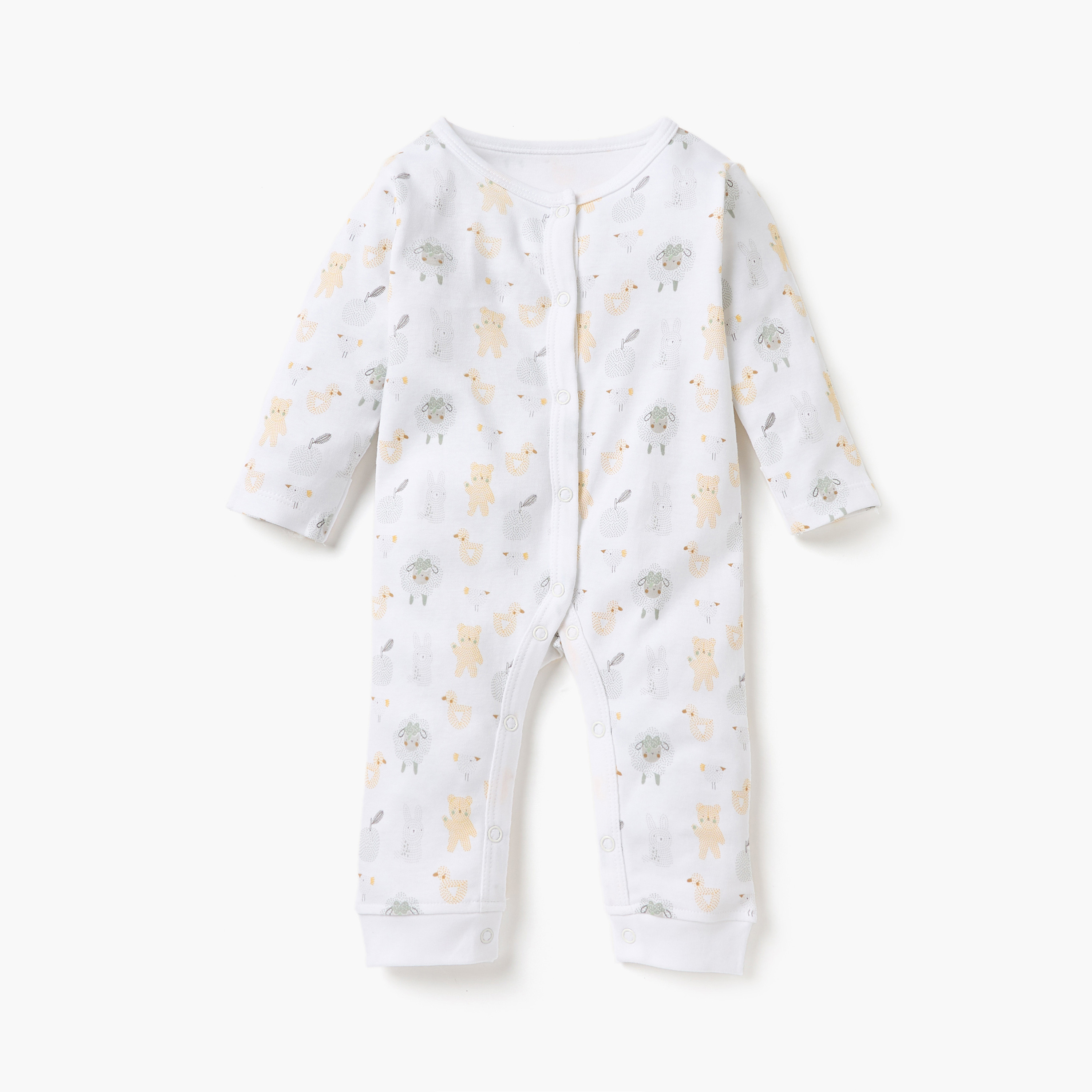 Juniors Printed Sleepsuit with Long Sleeves - Set of 3-baby-girls-clothing-nightwear-sleepsuits-image-3