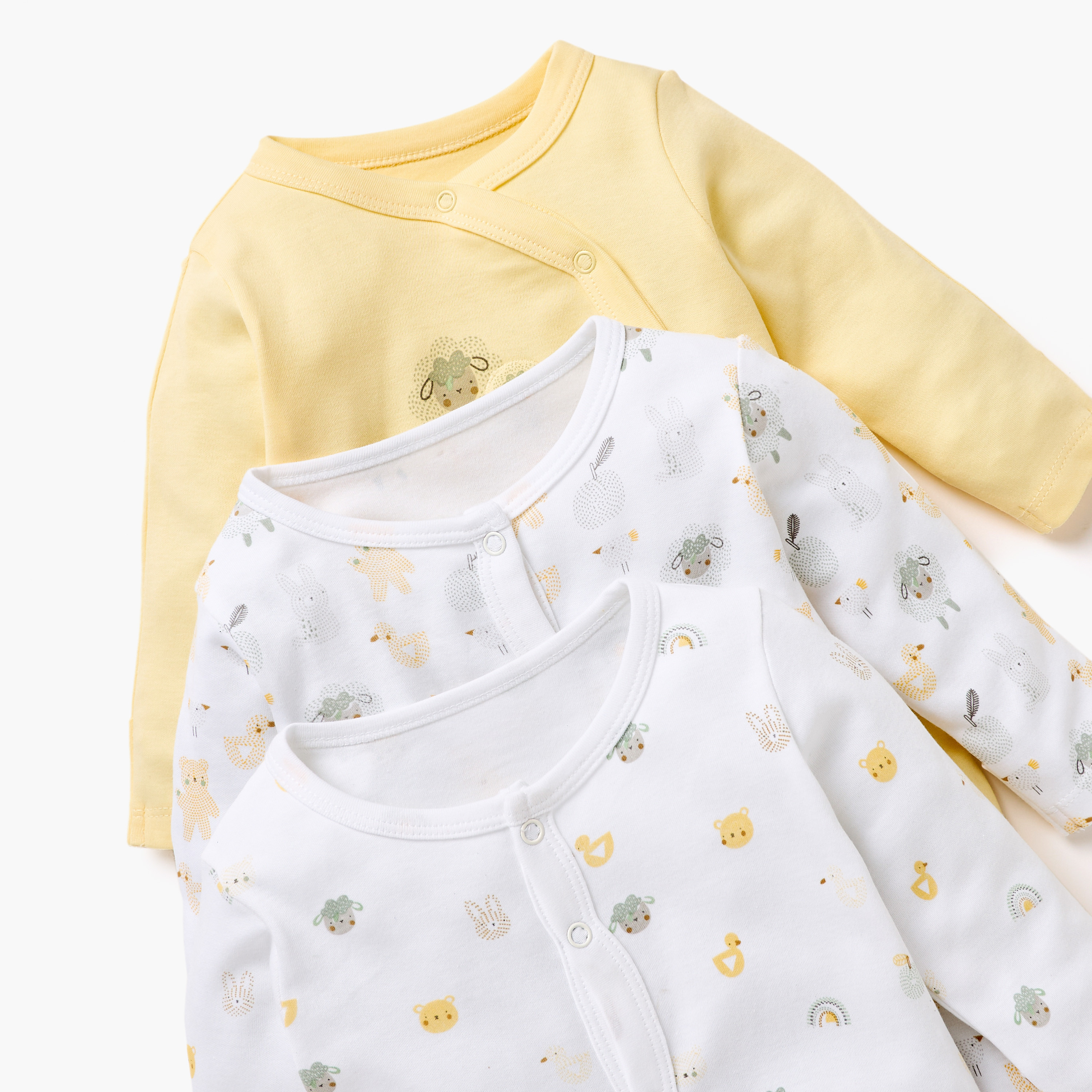 Juniors Printed Sleepsuit with Long Sleeves - Set of 3-baby-girls-clothing-nightwear-sleepsuits-image-5