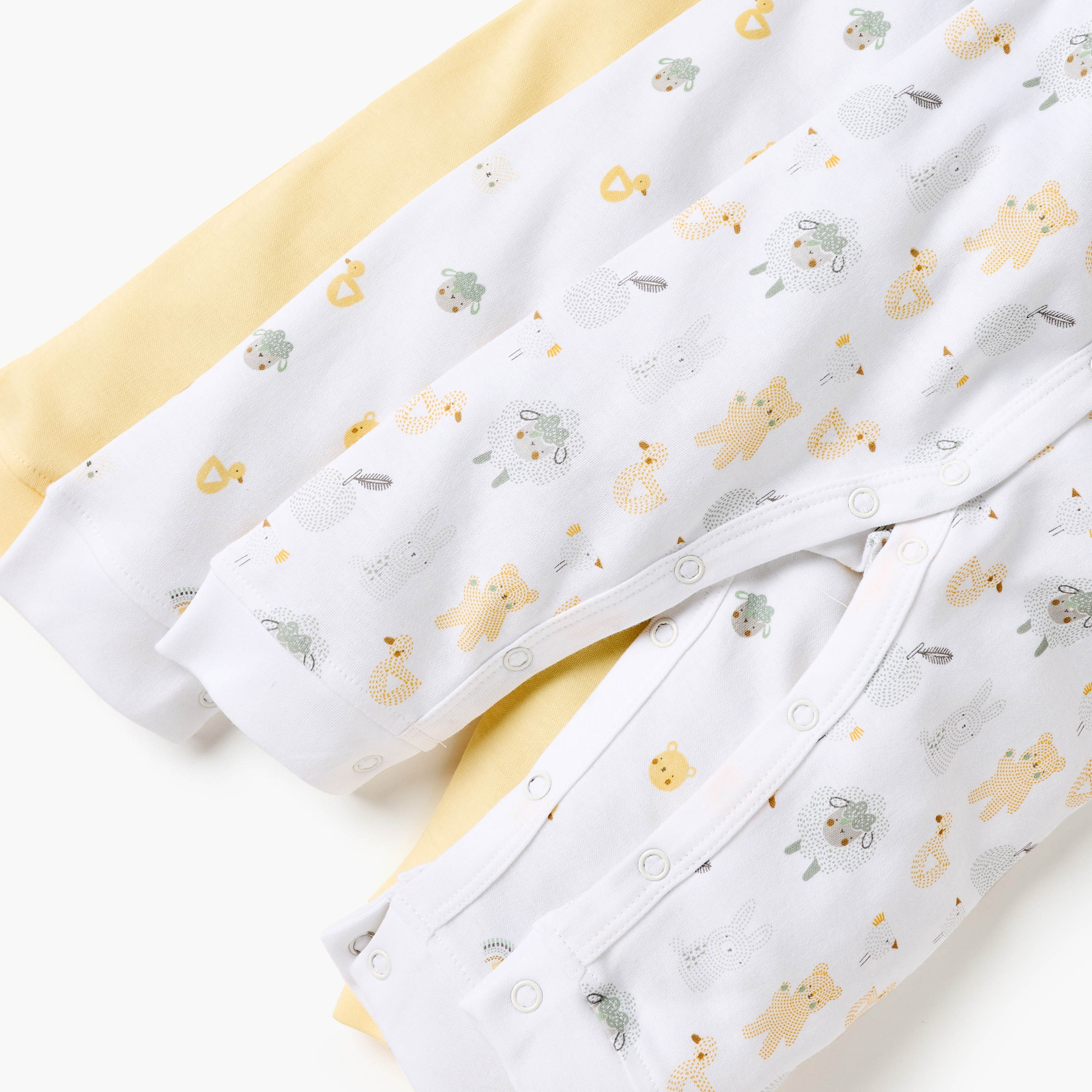 Juniors Printed Sleepsuit with Long Sleeves - Set of 3-baby-girls-clothing-nightwear-sleepsuits-image-6