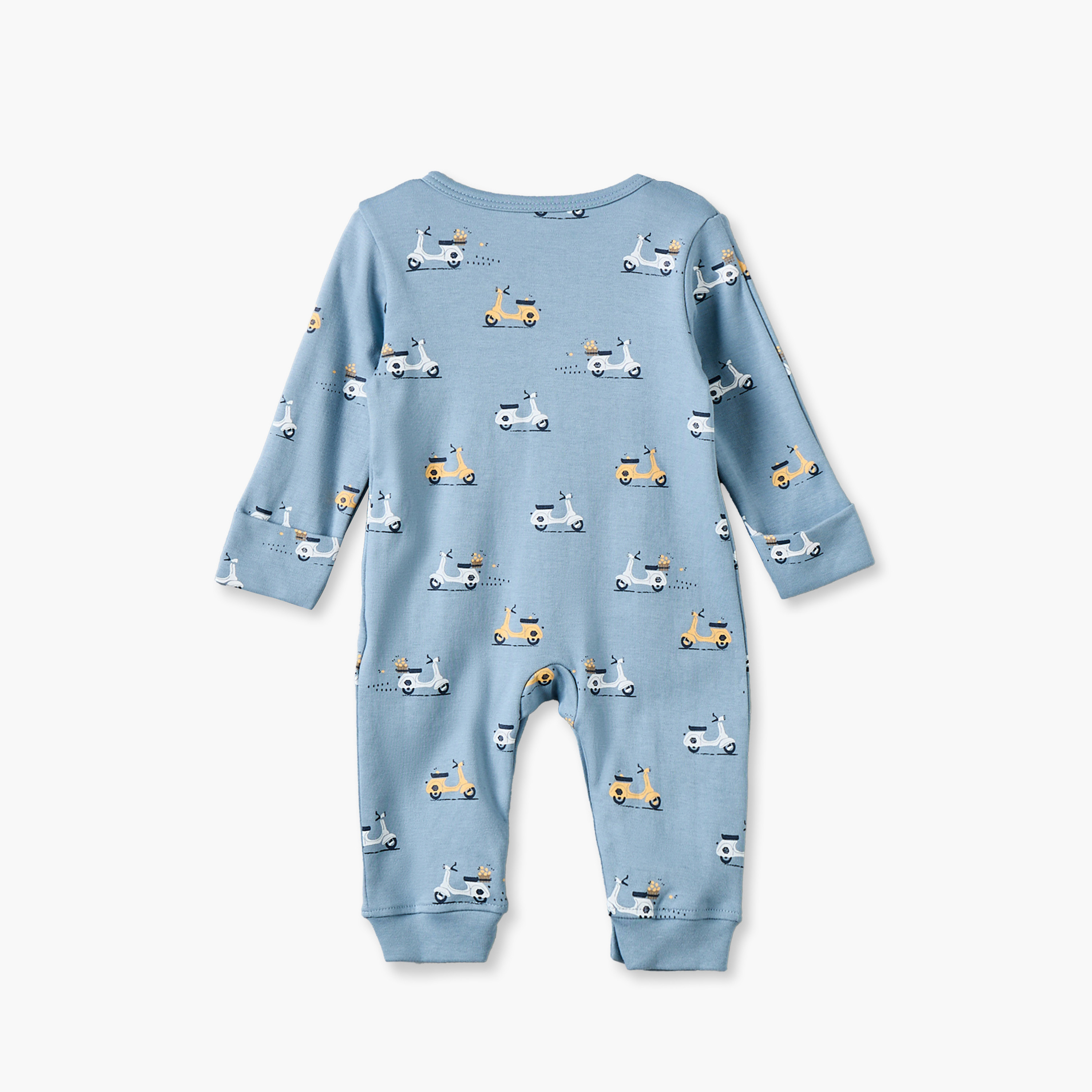 Pack of 3 Juniors Cotton Crew Neck Long Sleeves Sleepsuit with Scooter Print-baby-girls-clothing-nightwear-sleepsuits-image-6
