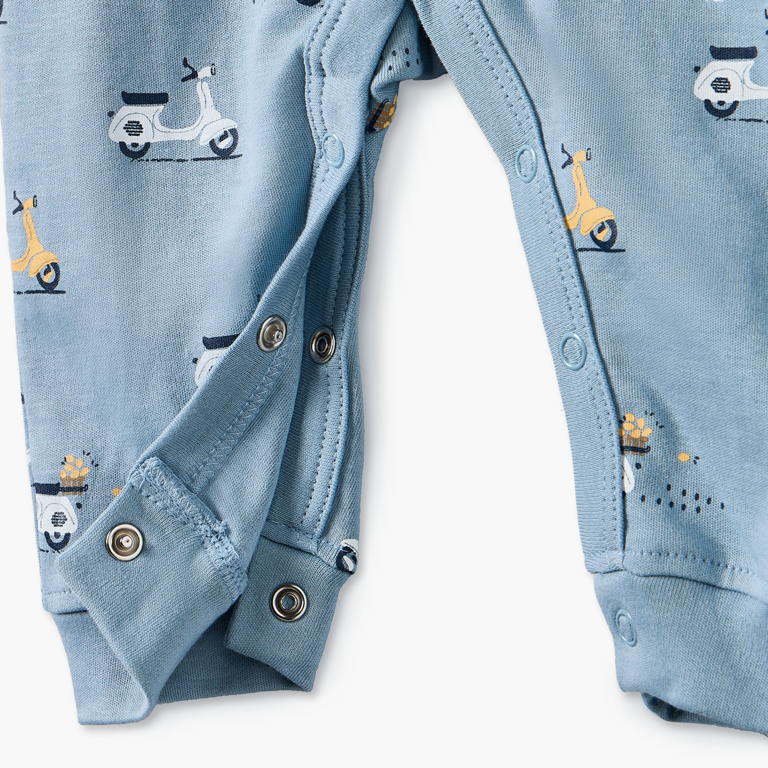 Pack of 3 Juniors Cotton Crew Neck Long Sleeves Sleepsuit with Scooter Print-baby-girls-clothing-nightwear-sleepsuits-image-8