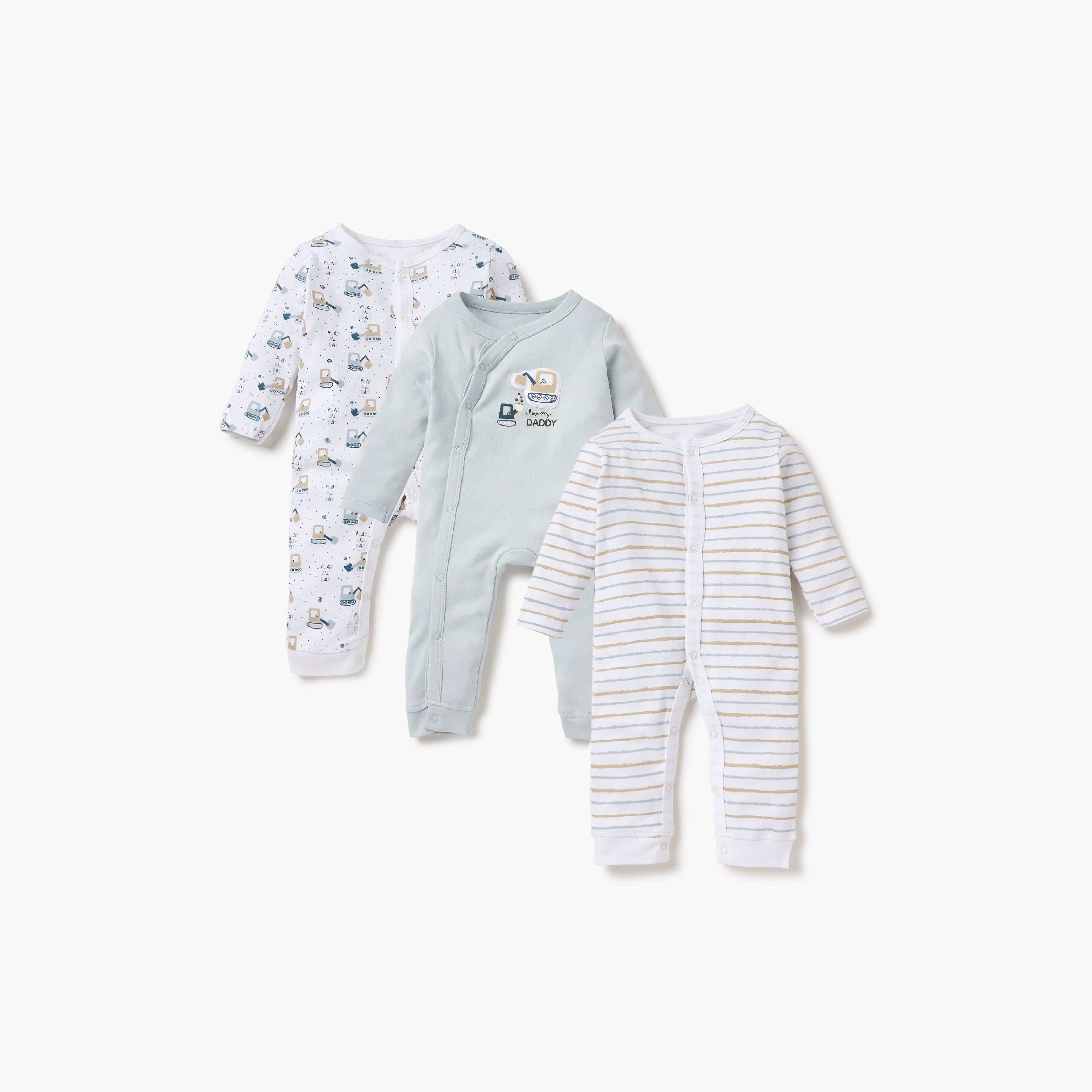 Juniors Printed Sleepsuit with Long Sleeves - Set of 3-baby-boys-clothing-nightwear-sleepsuits-image-1