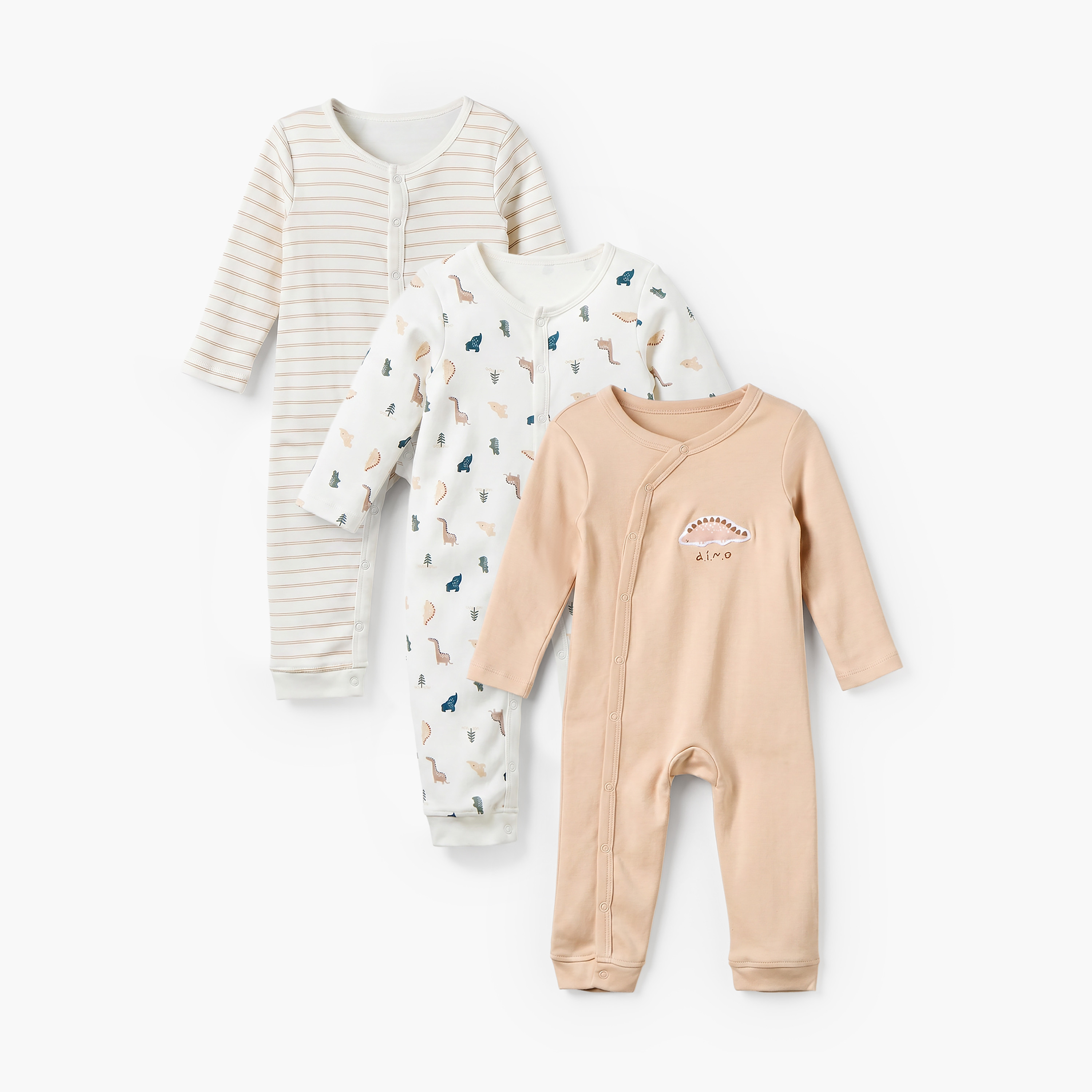 Juniors Assorted Sleepsuit with Long Sleeves - Set of 3-baby-boys-clothing-nightwear-sleepsuits-image-1
