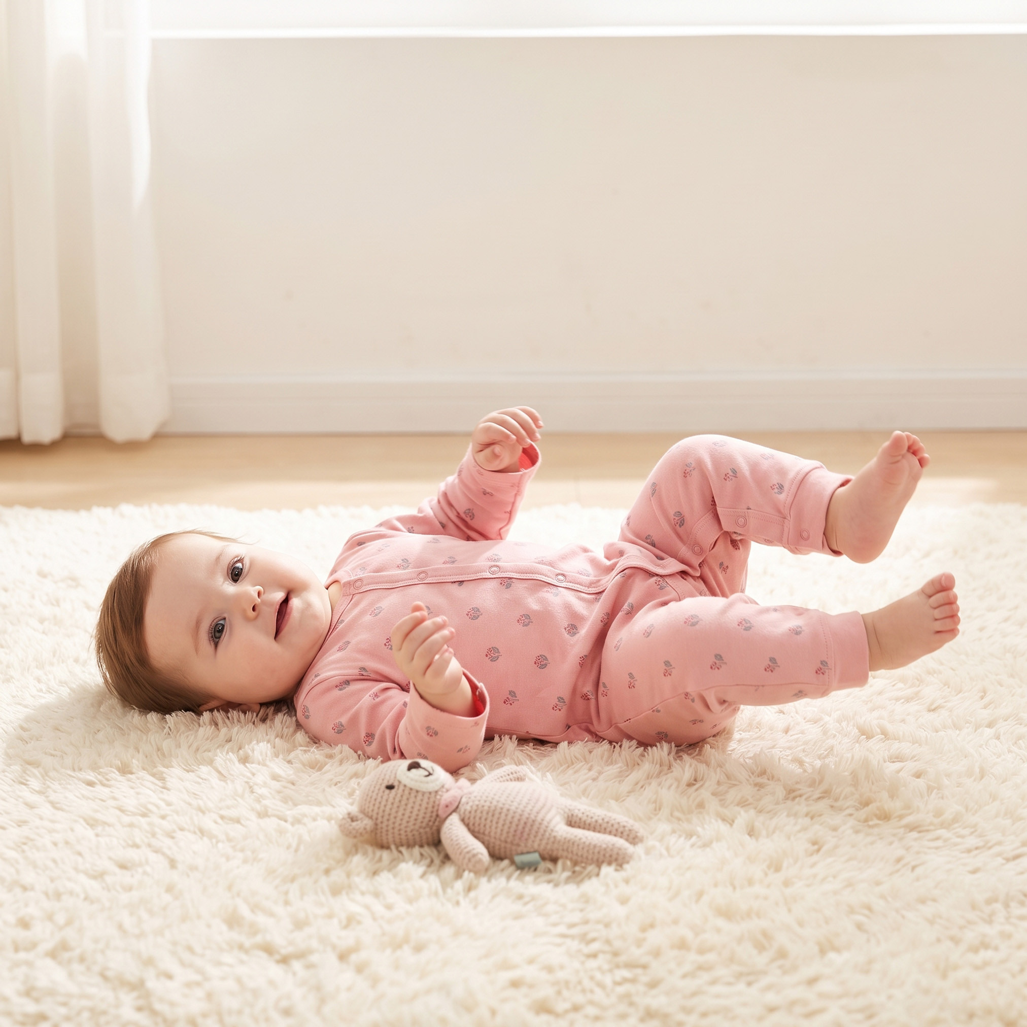 بدلات نوم قطن بأكمام طويلة وياقة ضيقة وطبعات متنوعة من جونيورز - عبوة 3 قطع-baby-girls-clothing-nightwear-sleepsuits-image-2