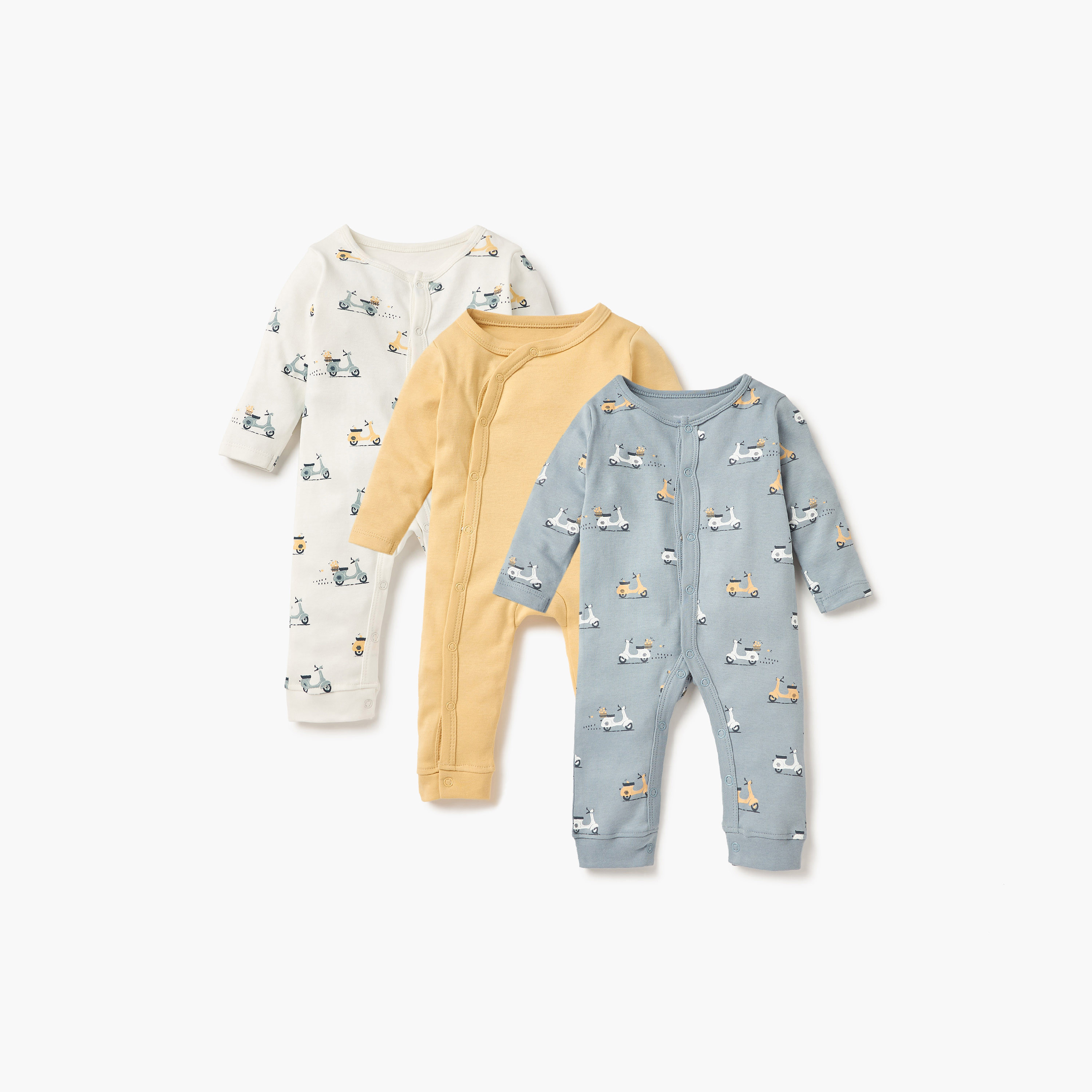 Juniors Assorted Sleepsuit with Long Sleeves - Set of 3-baby-girls-clothing-nightwear-sleepsuits-image-1