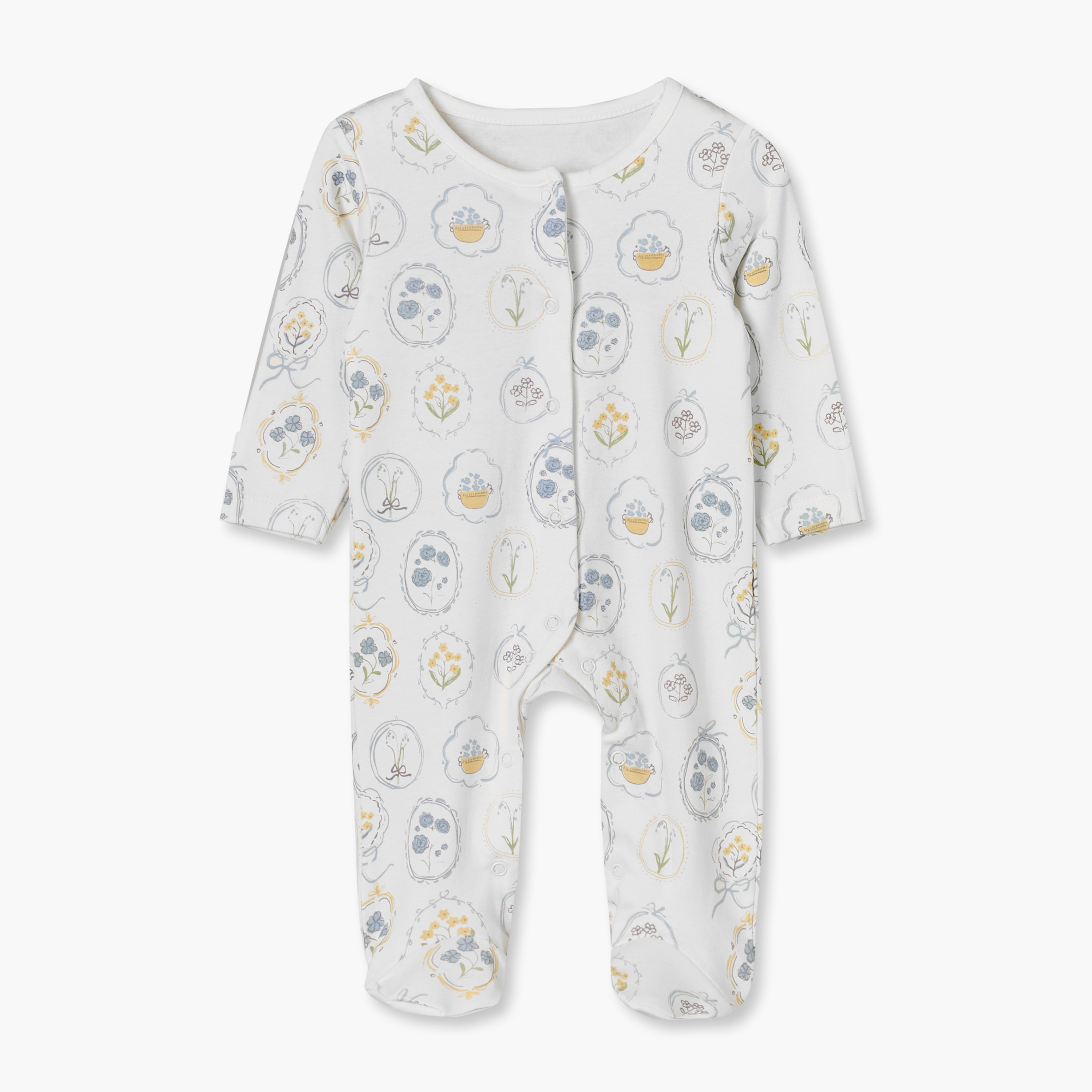 Pack of 3 Juniors Crew Round Neck Long Sleeves Sleepsuit with Floral Print-baby-boys-clothing-nightwear-sleepsuits-image-4