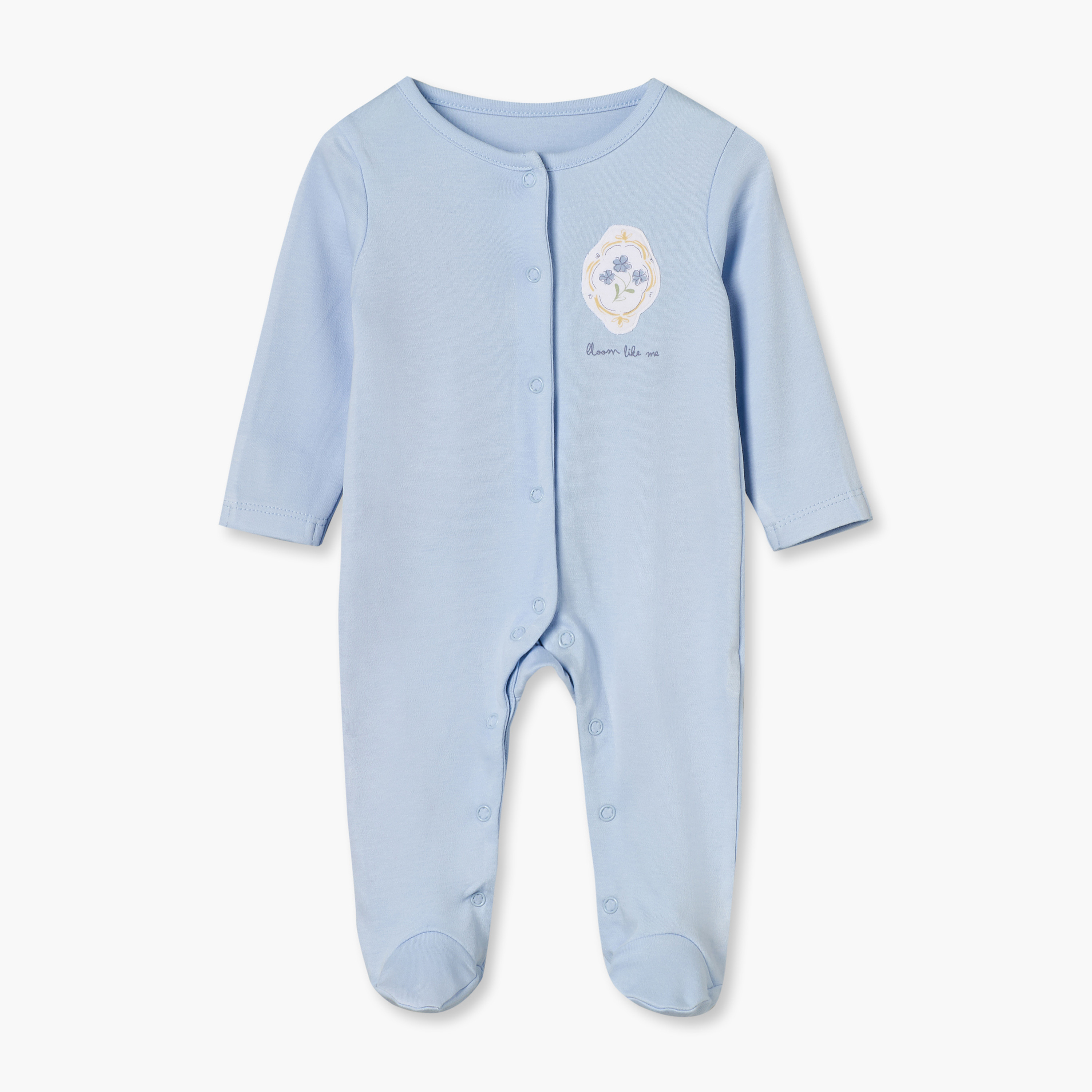 Pack of 3 Juniors Crew Round Neck Long Sleeves Sleepsuit with Floral Print-baby-boys-clothing-nightwear-sleepsuits-image-5