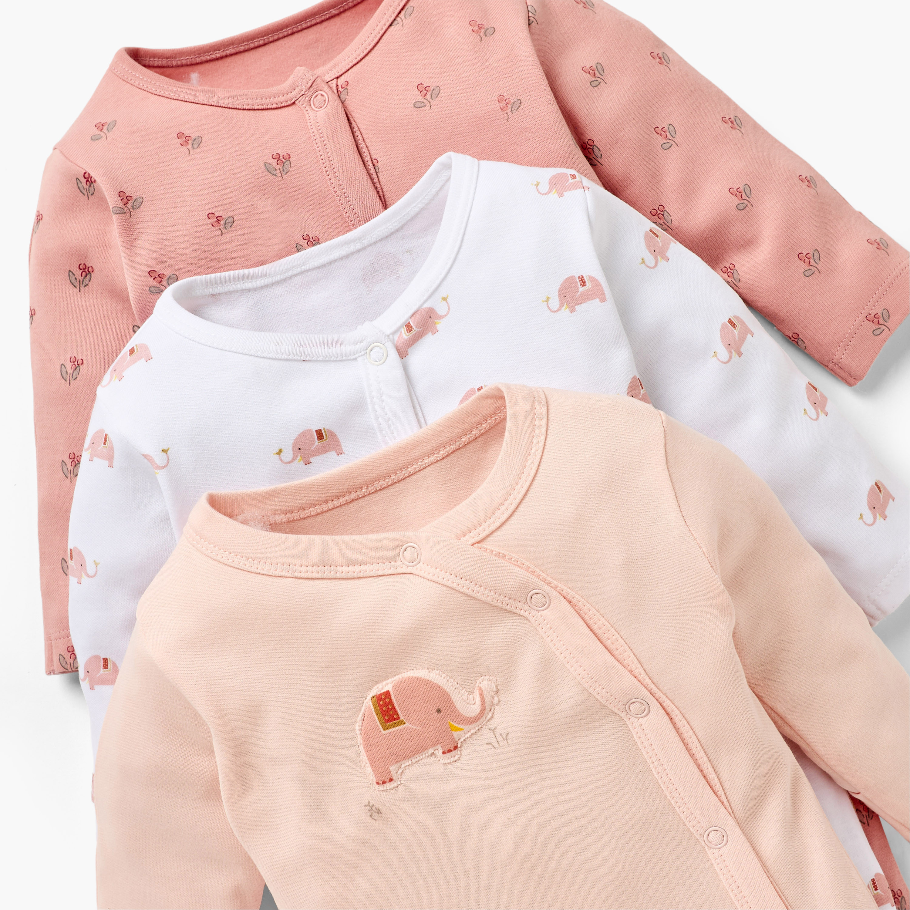 Juniors Printed Sleepsuit with Long Sleeves - Set of 3-baby-girls-clothing-nightwear-sleepsuits-image-5