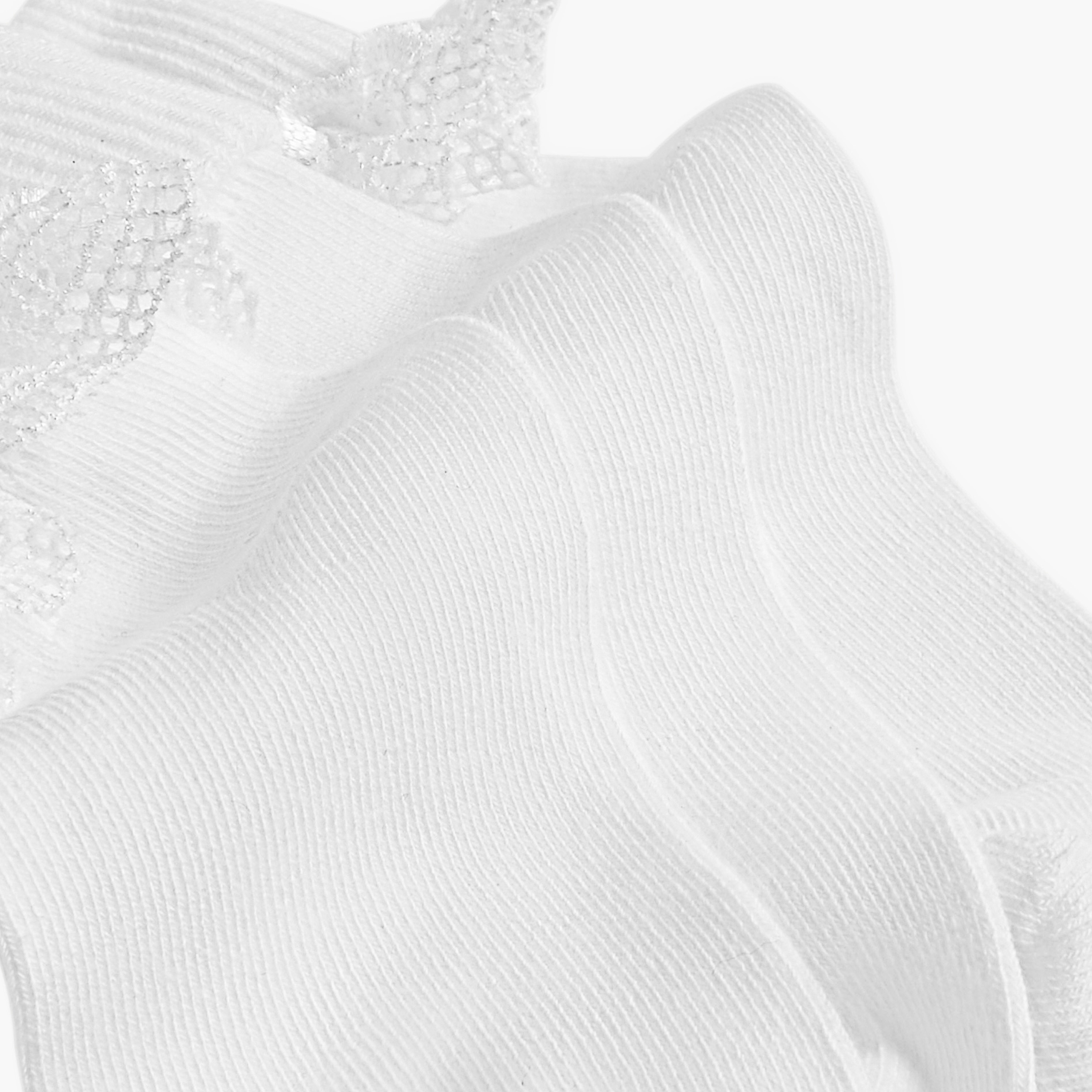 Little Missy Ribbed Non-Terry Ankle Length Socks with Frill Detail - Set of 3-girls-accessories-socks-image-4