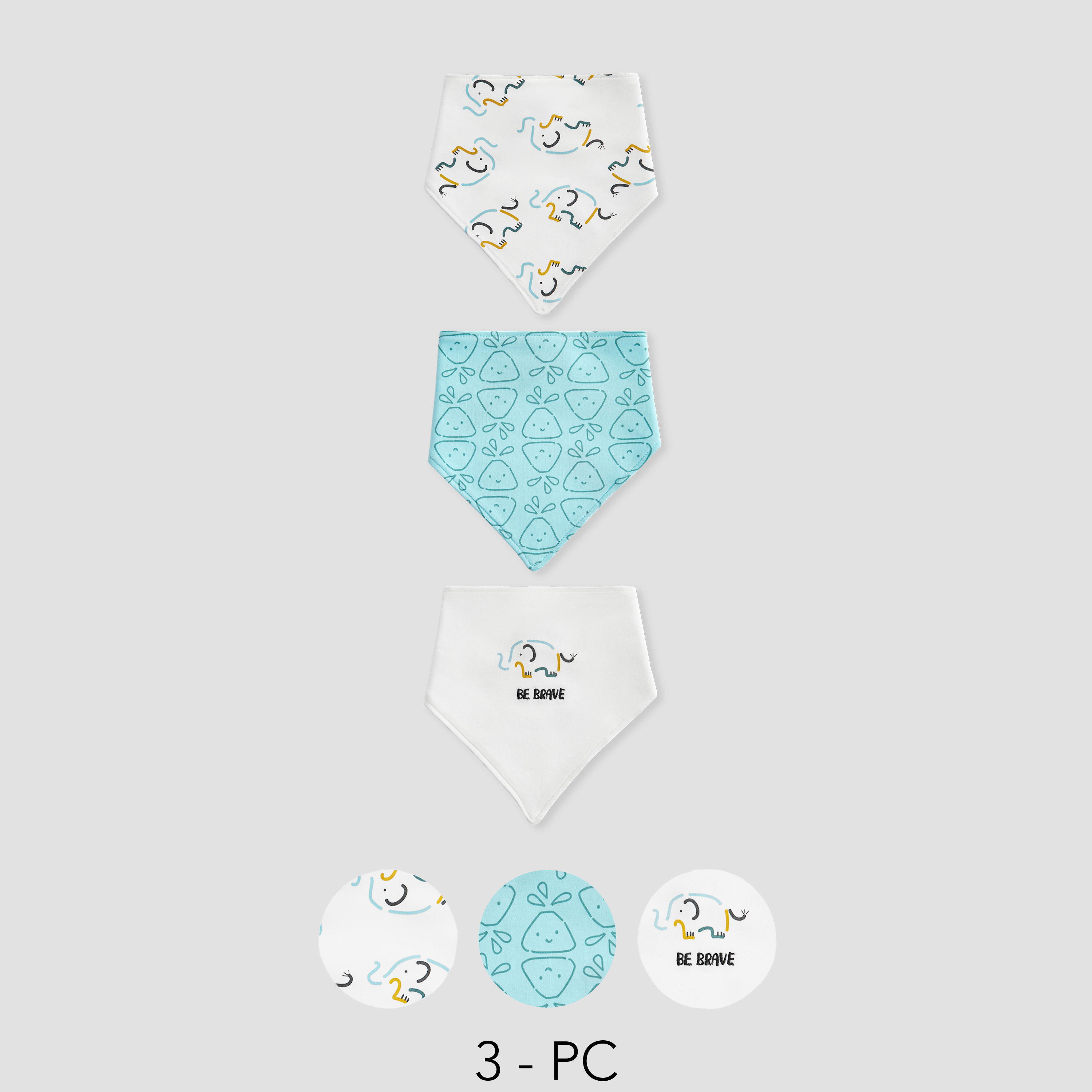 Juniors Printed Bib with Button Closure - Set of 3-baby-feeding-bibs-image-1