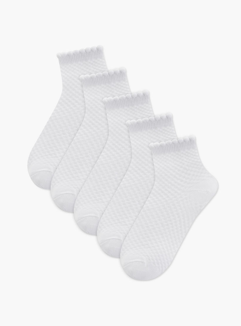 جوارب بارزة الملمس بطول ربلة الساق من جونيورز - طقم 5 أزواج-girls-accessories-socks-image-1
