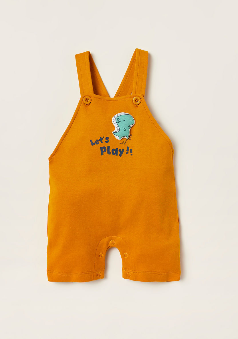 Juniors Dinosaur Applique Long Sleeves T-shirt and Dungaree Set-Rompers%2C Dungarees and Jumpsuits-image-0