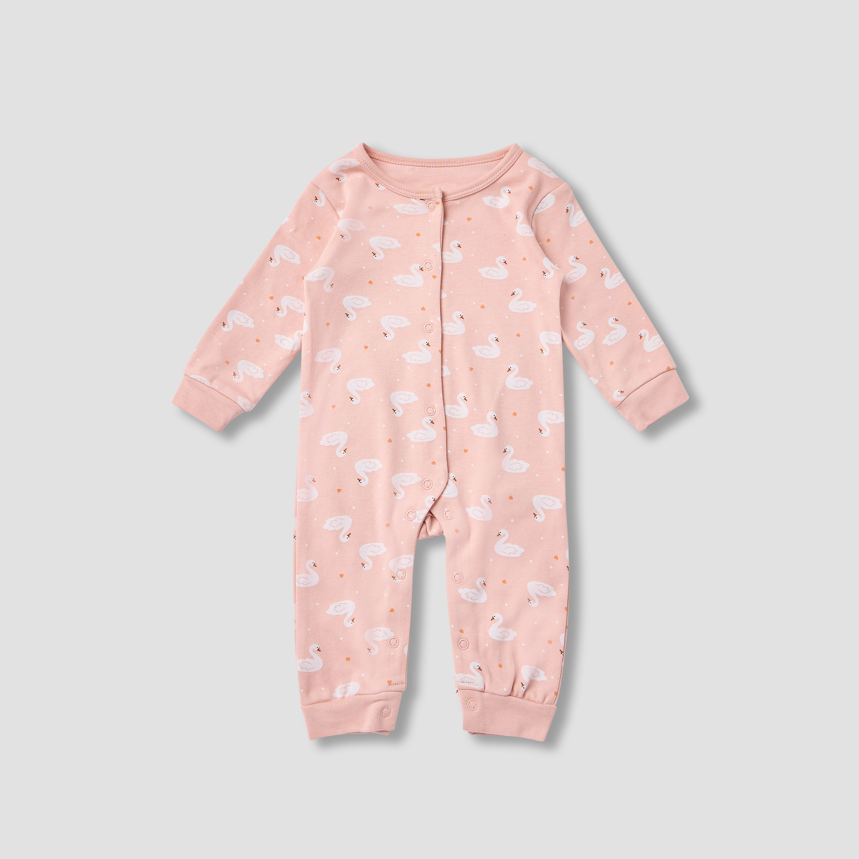 Juniors Swan Print Sleepsuit with Bib and Blanket-baby-girls-clothing-setsandcoords-image-2