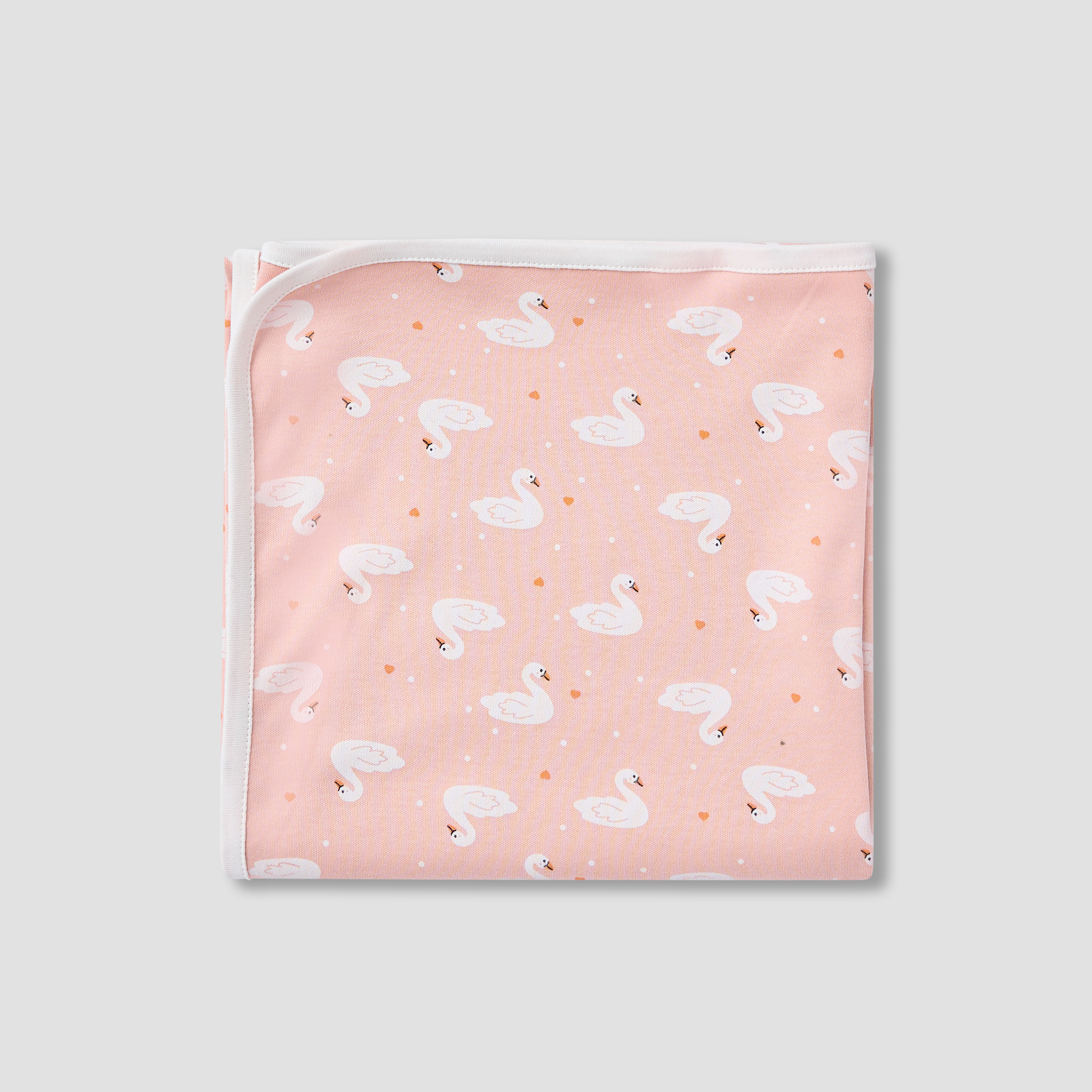 Juniors Swan Print Sleepsuit with Bib and Blanket-baby-girls-clothing-setsandcoords-image-3