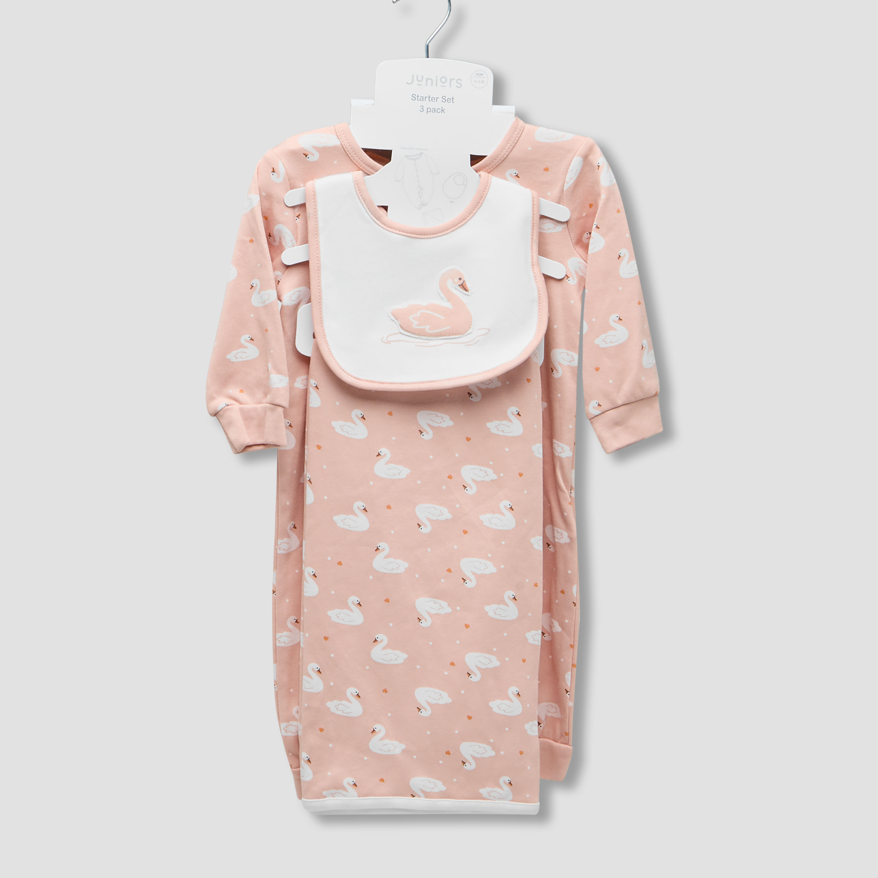 Juniors Swan Print Sleepsuit with Bib and Blanket-baby-girls-clothing-setsandcoords-image-7