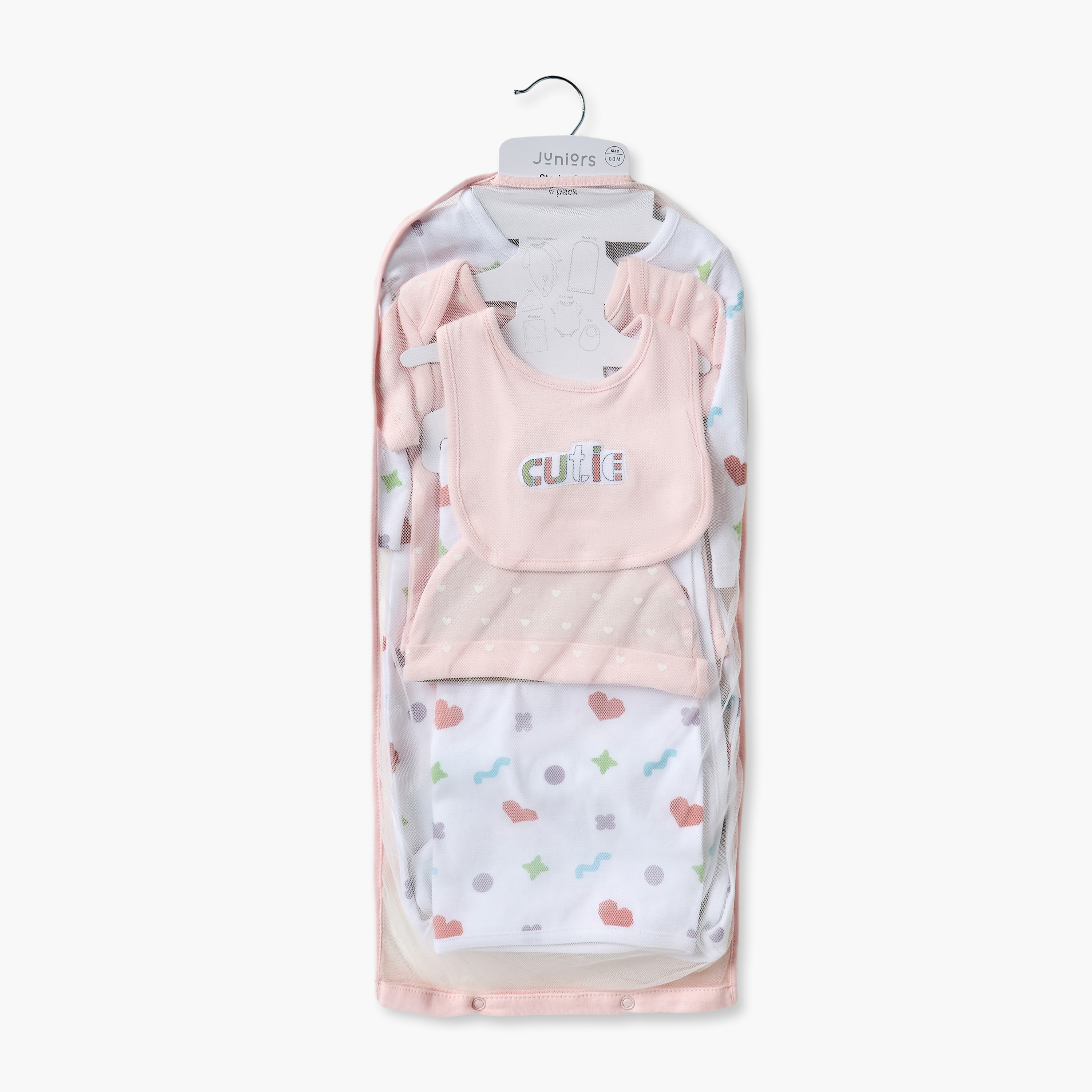 طقم هدايا ملابس بطبعات قلب من جونيورز - 6 قطع-baby-girls-clothing-setsandcoords-image-2