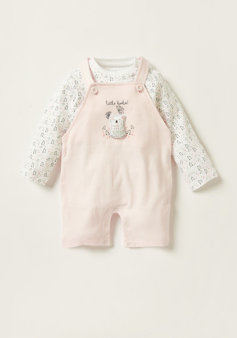 Juniors Printed Crew Neck T-shirt and Dungaree Set-Rompers%2C Dungarees and Jumpsuits-image-0