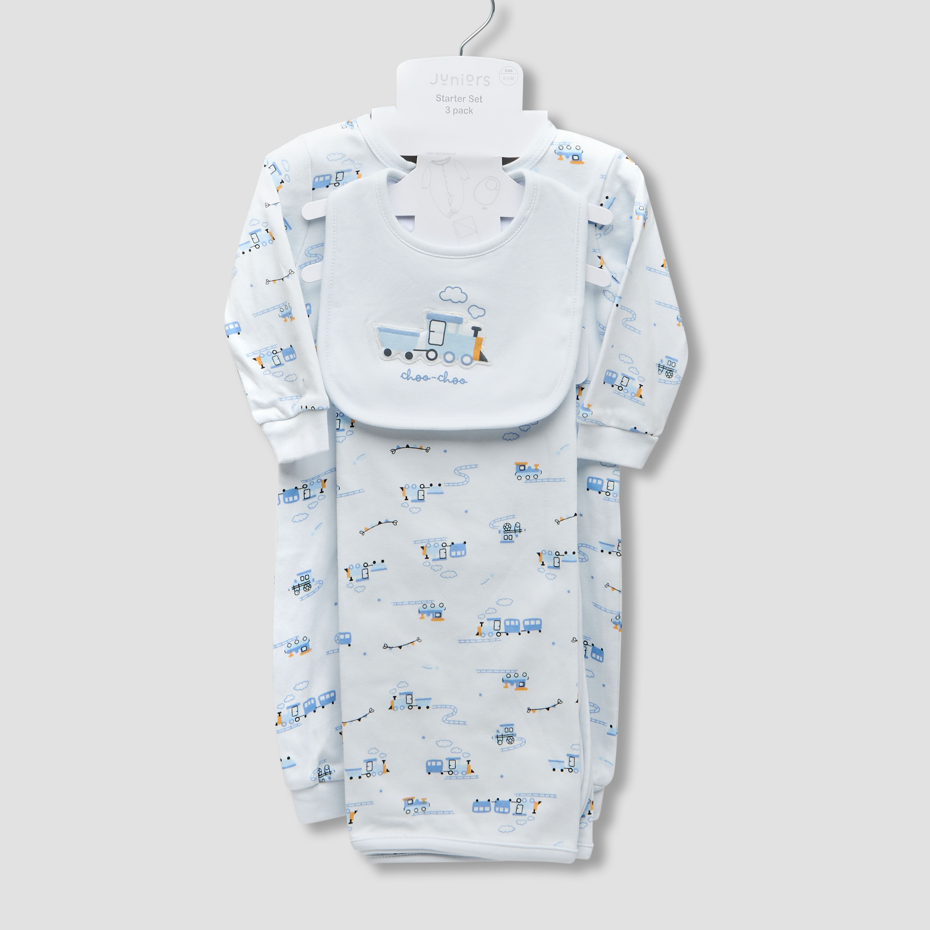 Juniors Train Print Sleepsuit with Bib and Blanket-baby-boys-clothing-setsandcoords-image-7