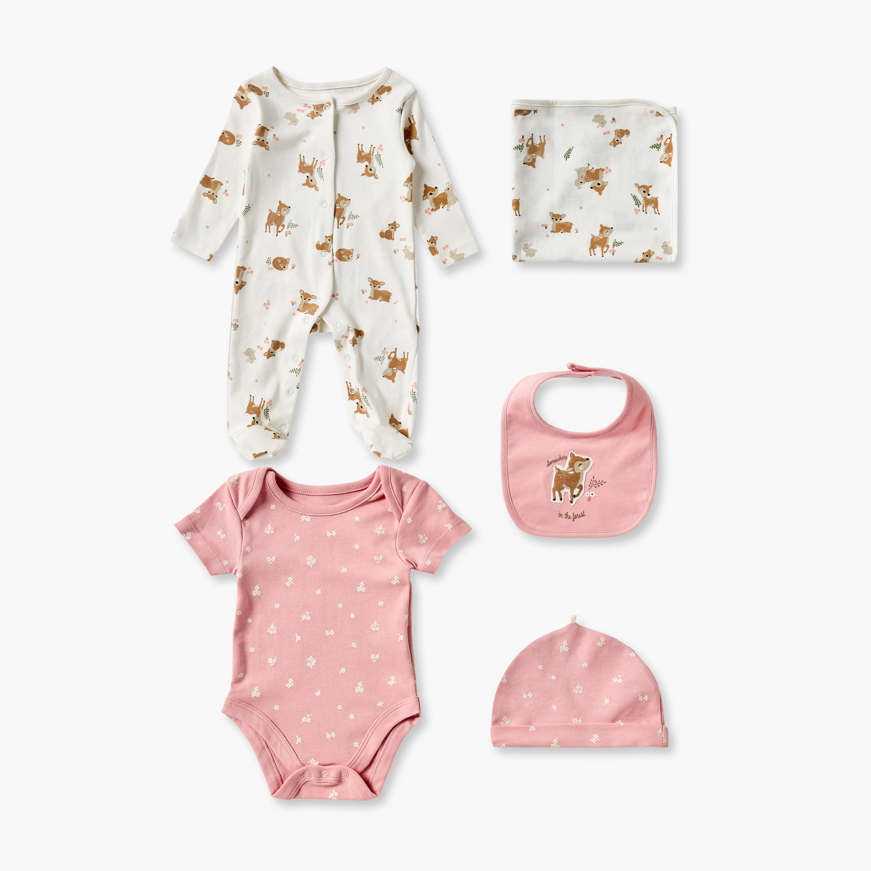طقم هدايا ملابس للأطفال بطبعات غزلان من جونيورز - 5 قطع-baby-girls-clothing-setsandcoords-image-1