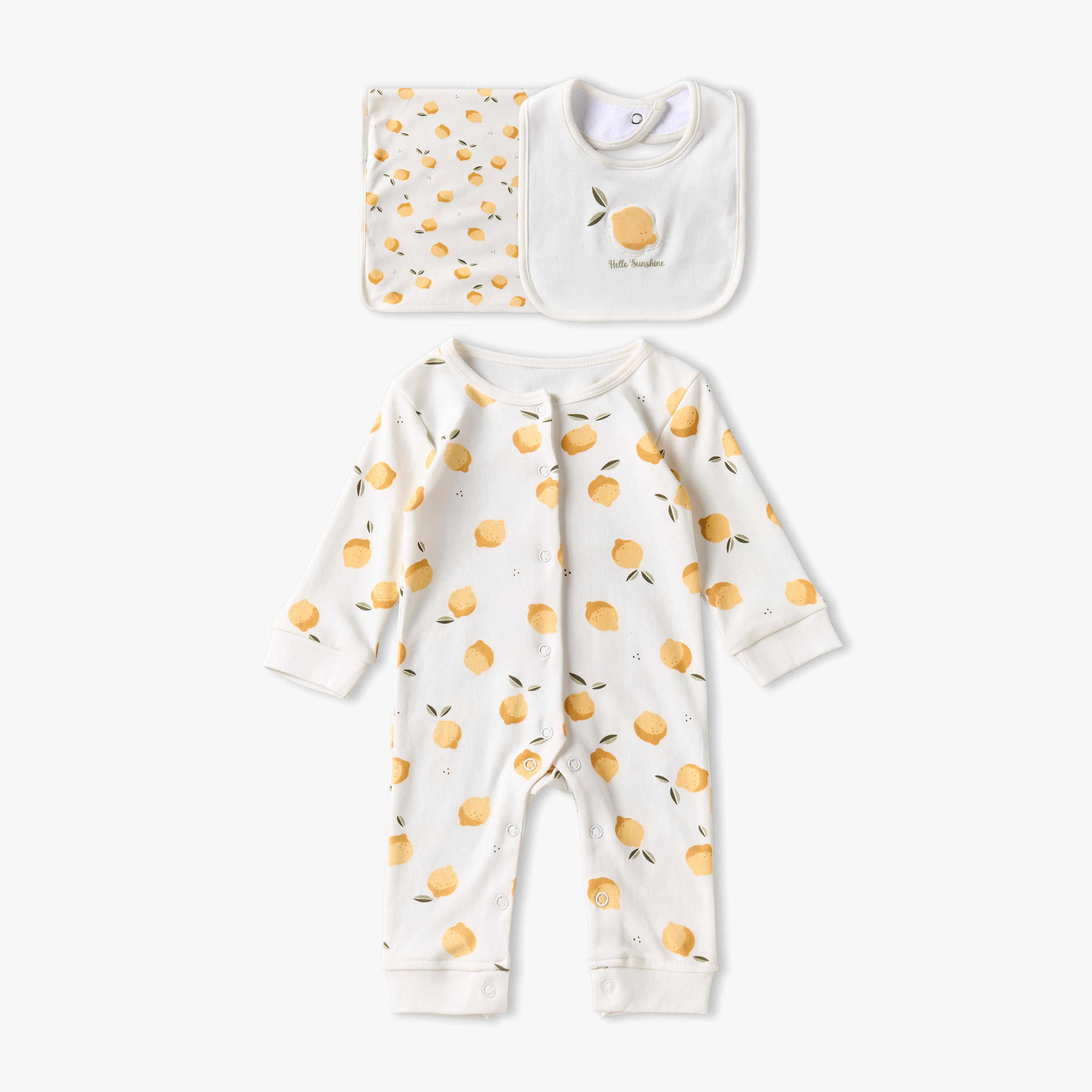 Set of 3 Juniors Clothing Gift Set with Lemon Print-baby-girls-clothing-setsandcoords-image-1