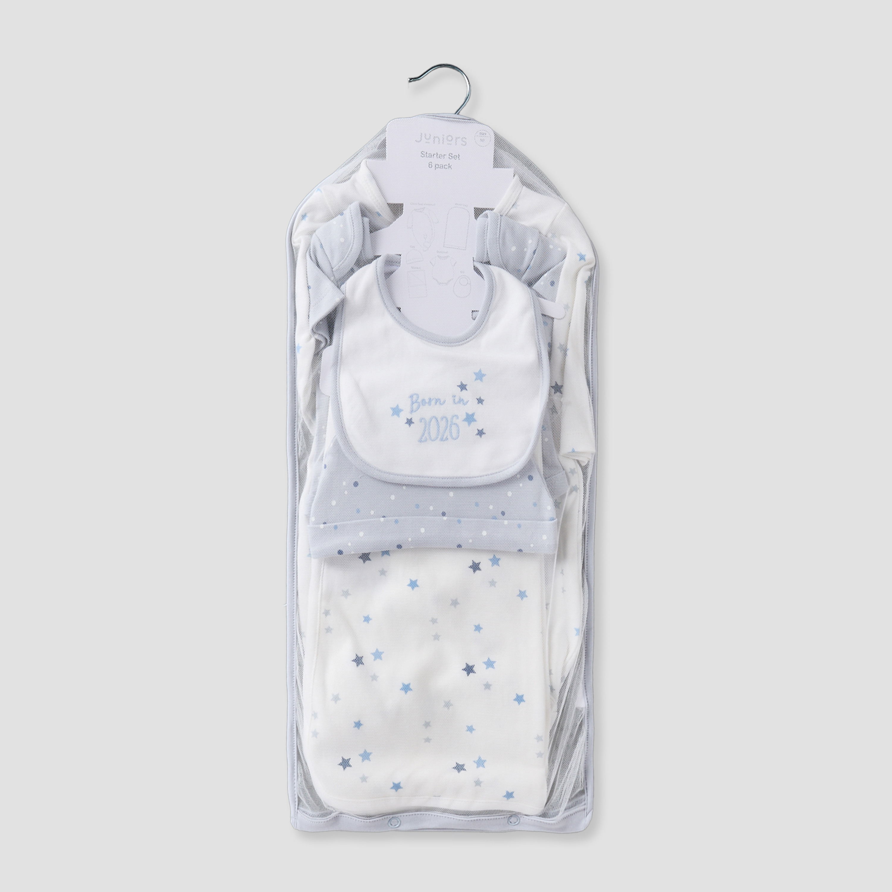 طقم هدايا ملابس للأطفال بطبعة نجوم من جوزنيورز - طقم من 6 قطع-baby-boys-clothing-setsandcoords-image-2