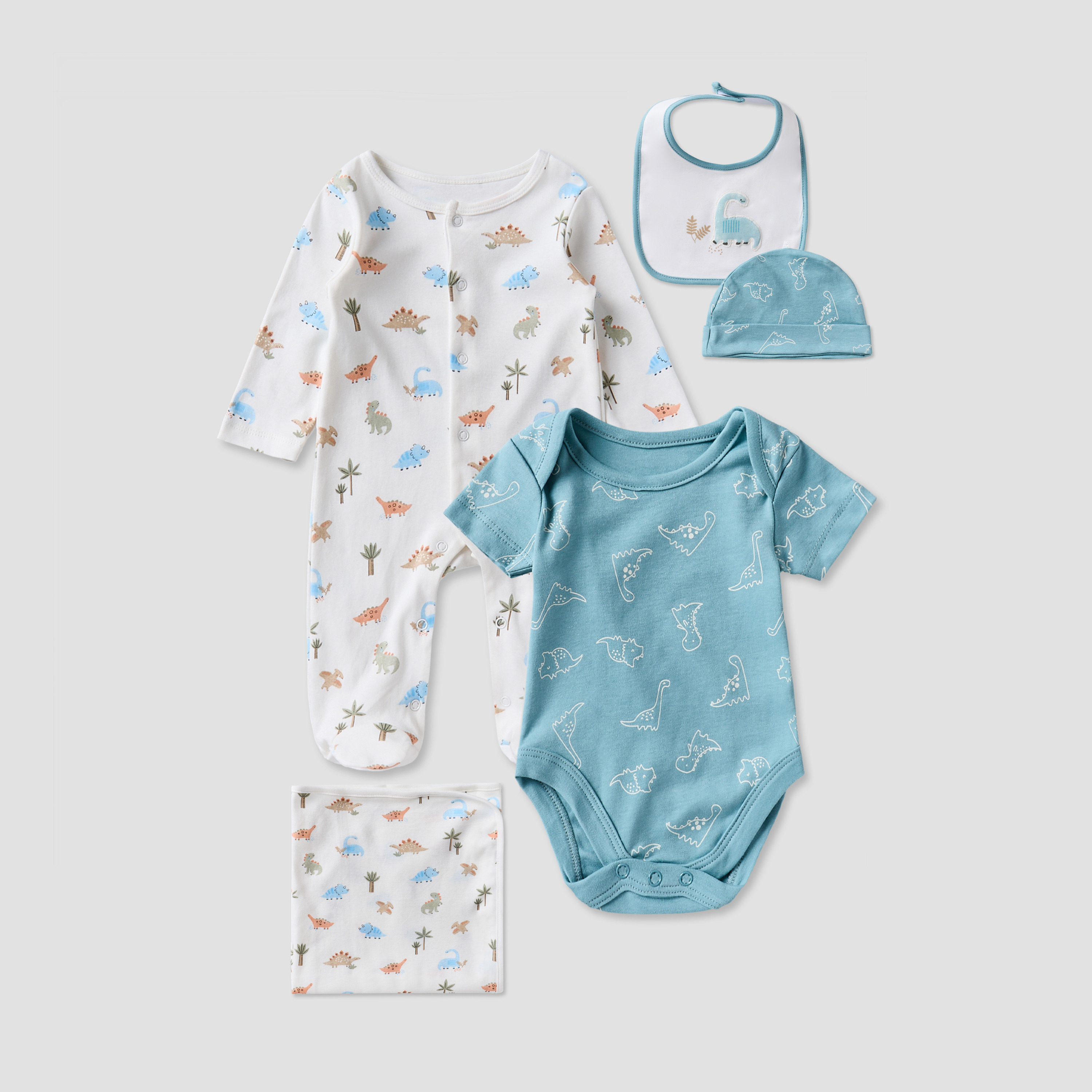 طقم هدايا ملابس بطبعات ديناصور من جونيورز - طقم 6 قطع-baby-boys-clothing-setsandcoords-image-1