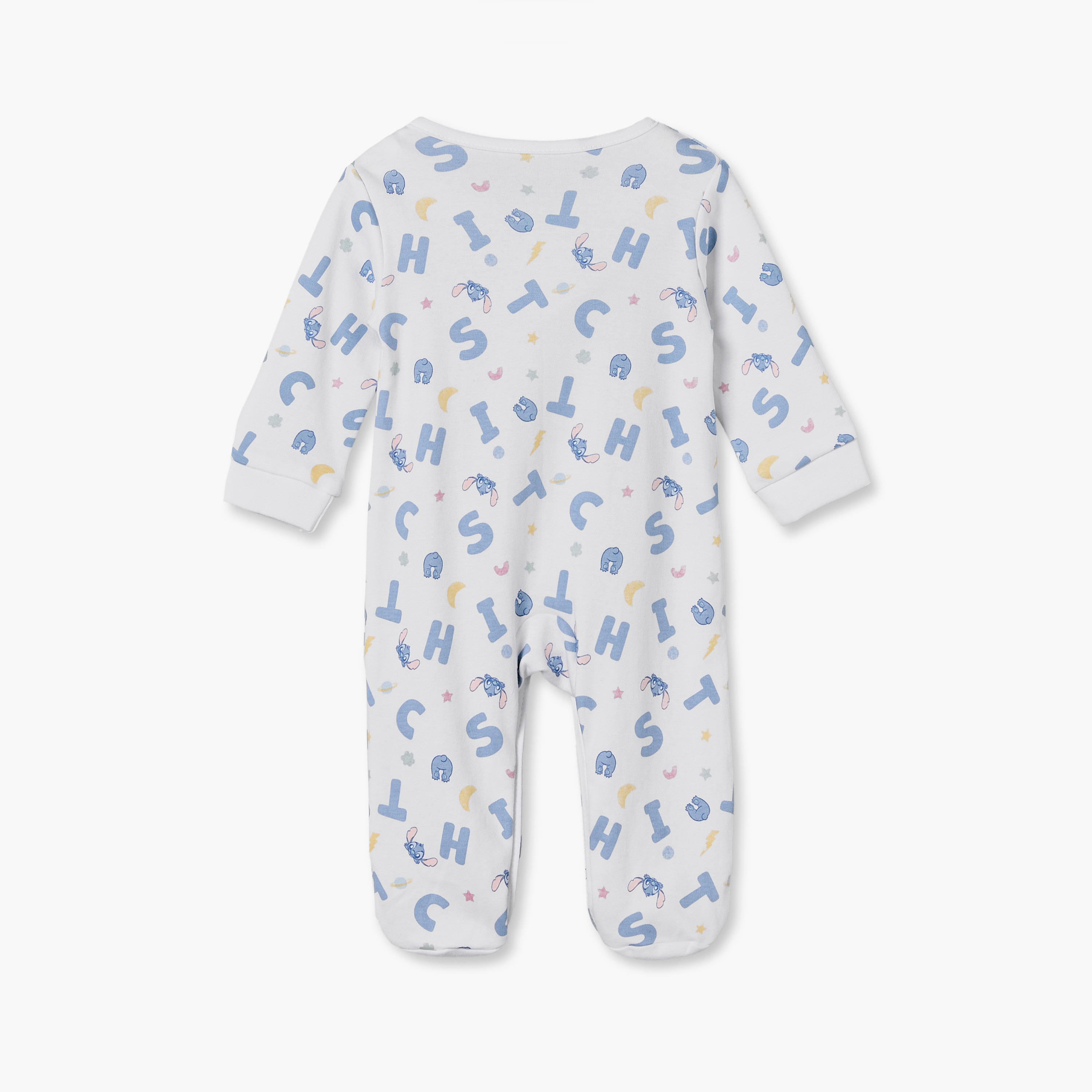 بدلة نوم قطني بياقة مستديرة وأكمام طويلة بطبعة ستيتش من ديزني-baby-boys-clothing-nightwear-sleepsuits-image-3