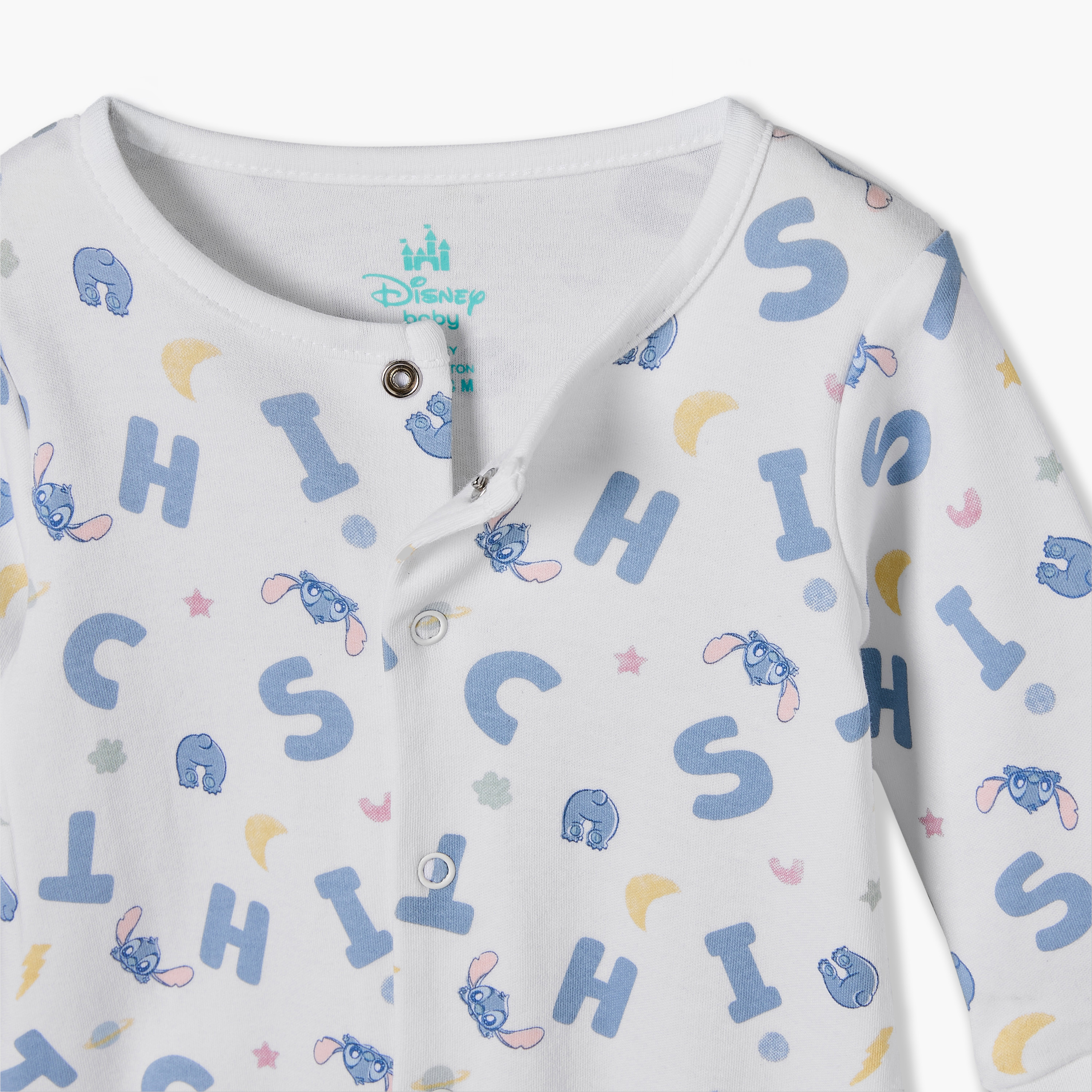 بدلة نوم قطني بياقة مستديرة وأكمام طويلة بطبعة ستيتش من ديزني-baby-boys-clothing-nightwear-sleepsuits-image-4