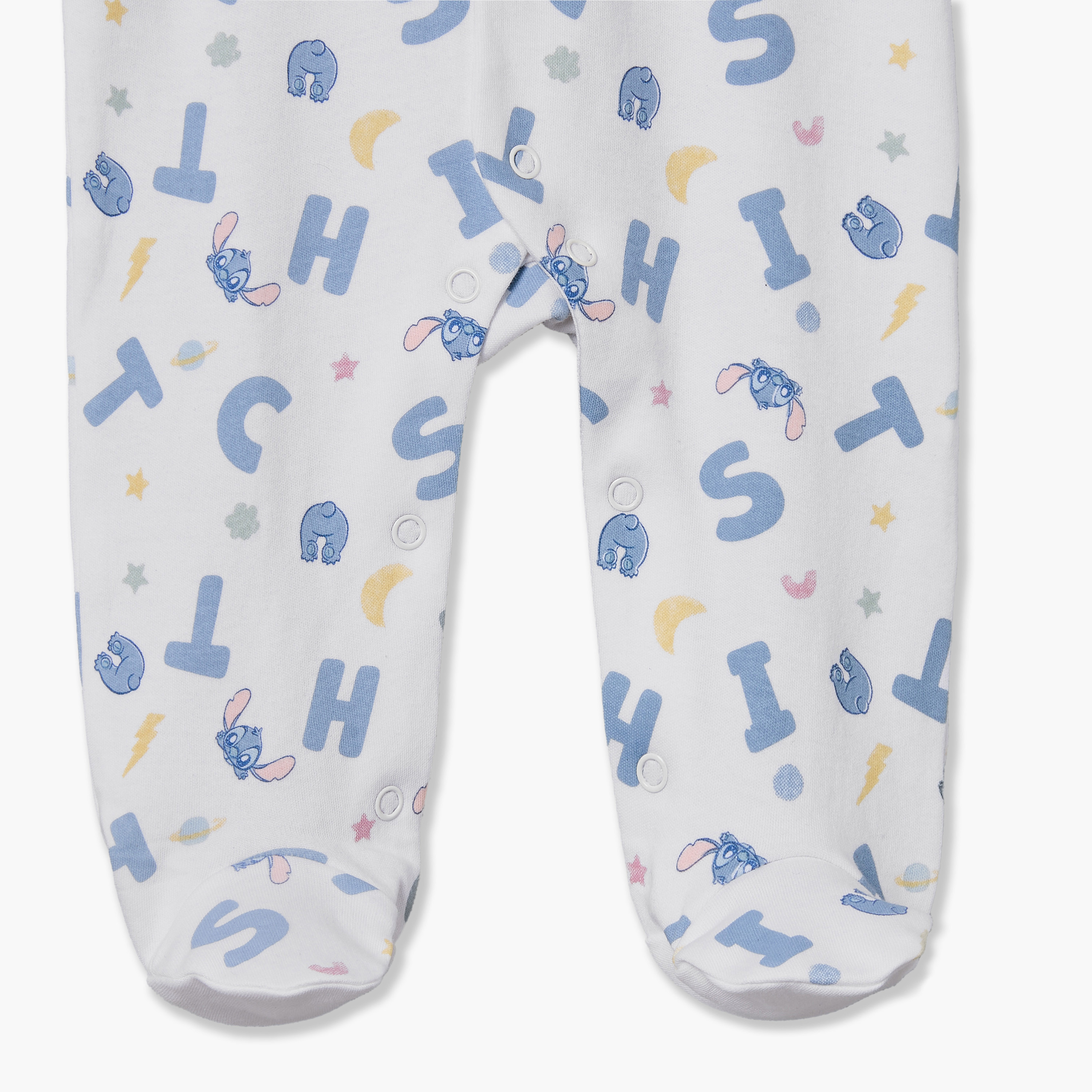 بدلة نوم قطني بياقة مستديرة وأكمام طويلة بطبعة ستيتش من ديزني-baby-boys-clothing-nightwear-sleepsuits-image-5