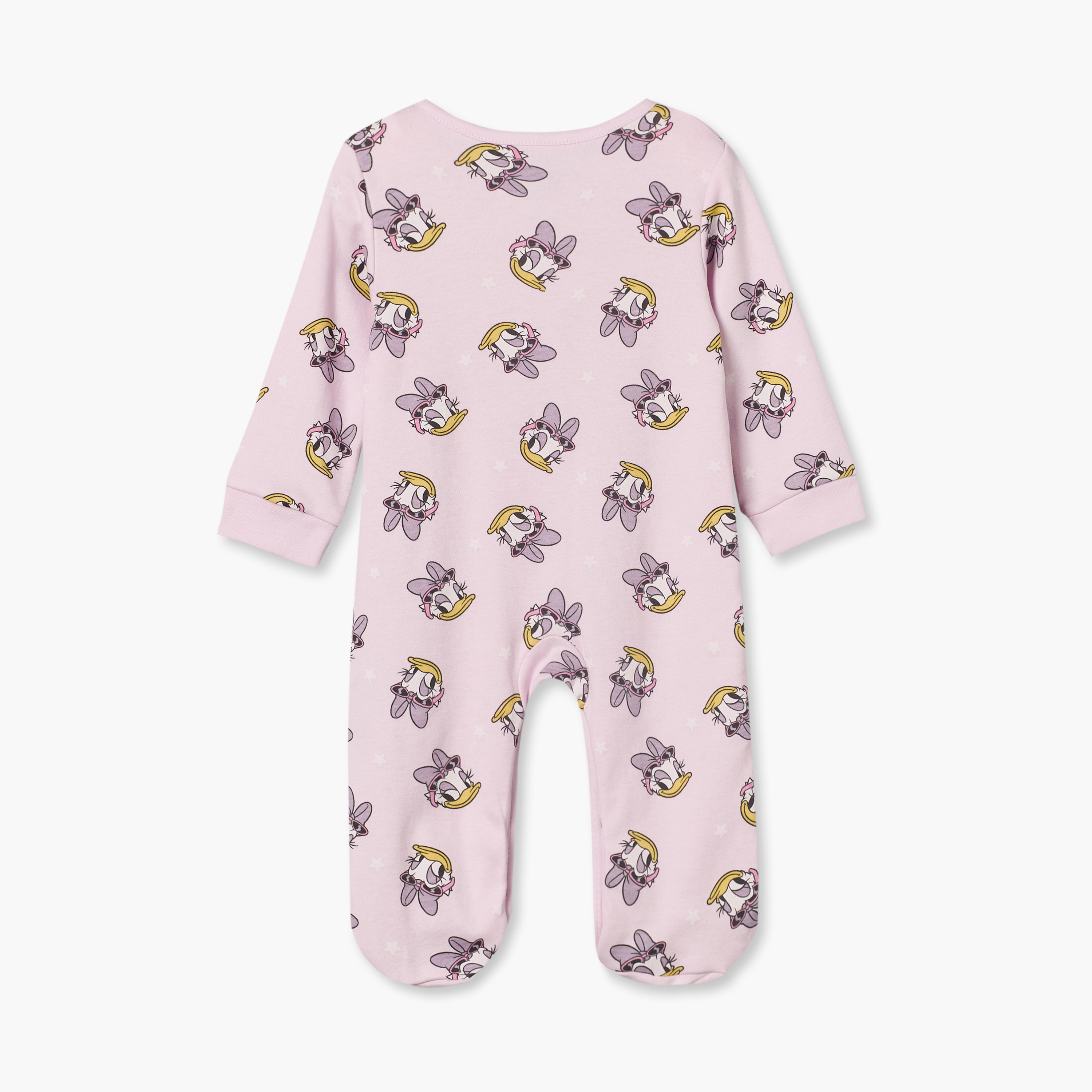 Disney Cotton Crew Neck Long Sleeves Sleepsuit with Daisy Duck Print-baby-girls-clothing-nightwear-sleepsuits-image-3