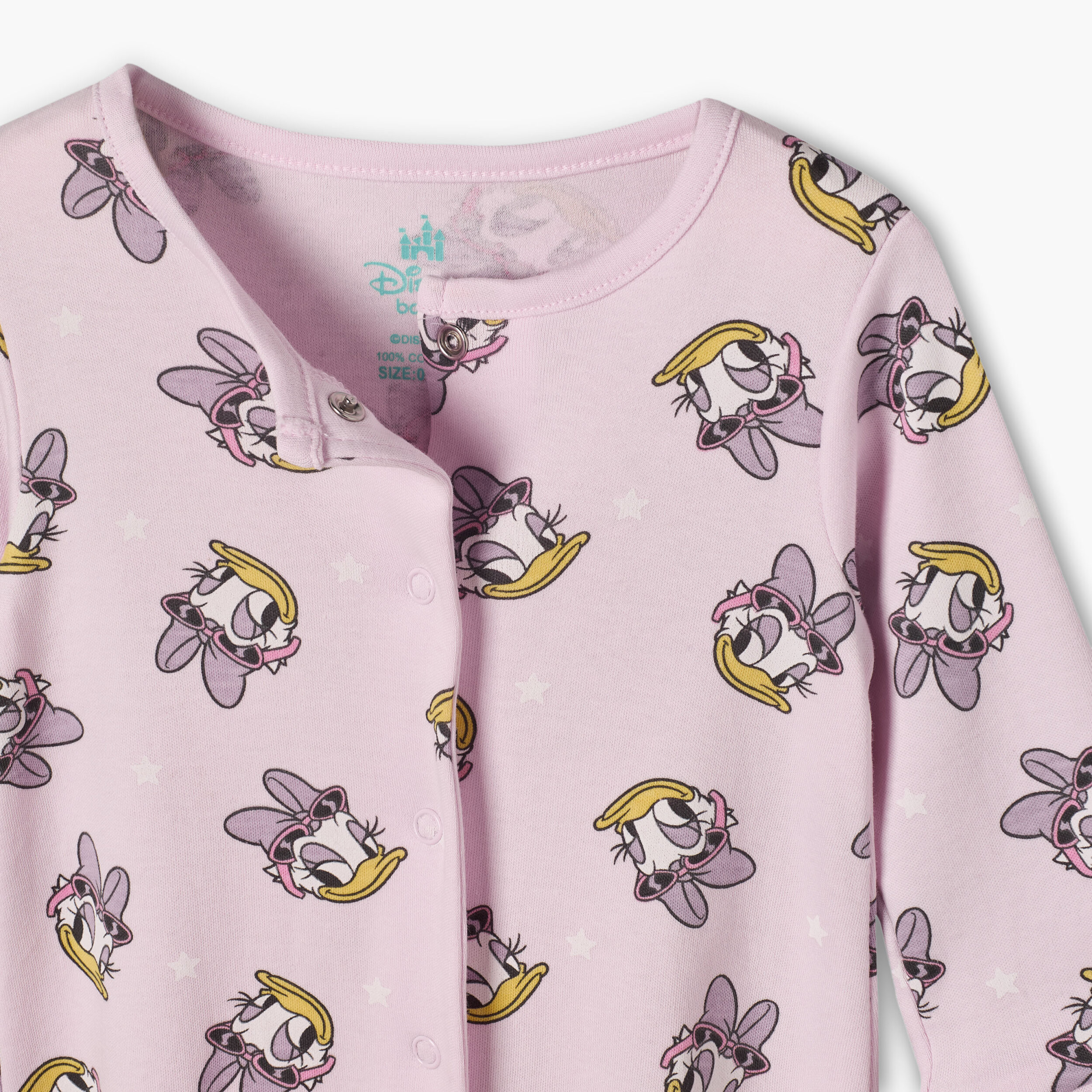 Disney Cotton Crew Neck Long Sleeves Sleepsuit with Daisy Duck Print-baby-girls-clothing-nightwear-sleepsuits-image-4