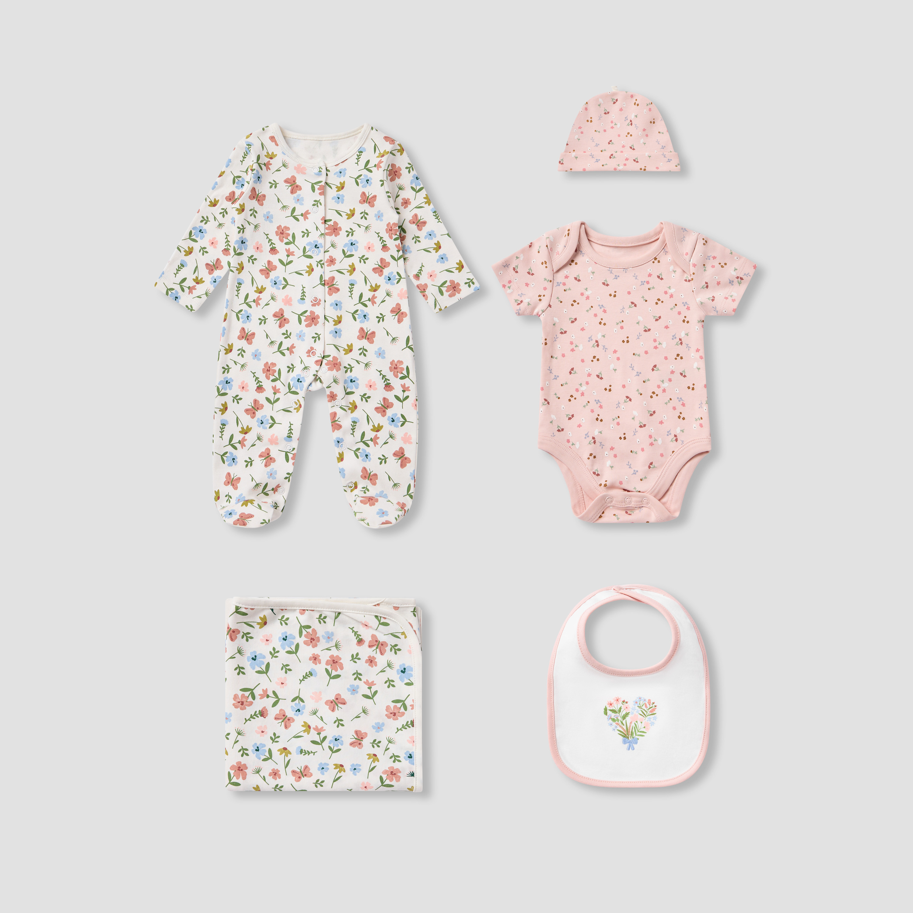 Juniors 6-Piece Floral Print Clothing Gift Set-baby-girls-clothing-setsandcoords-image-1