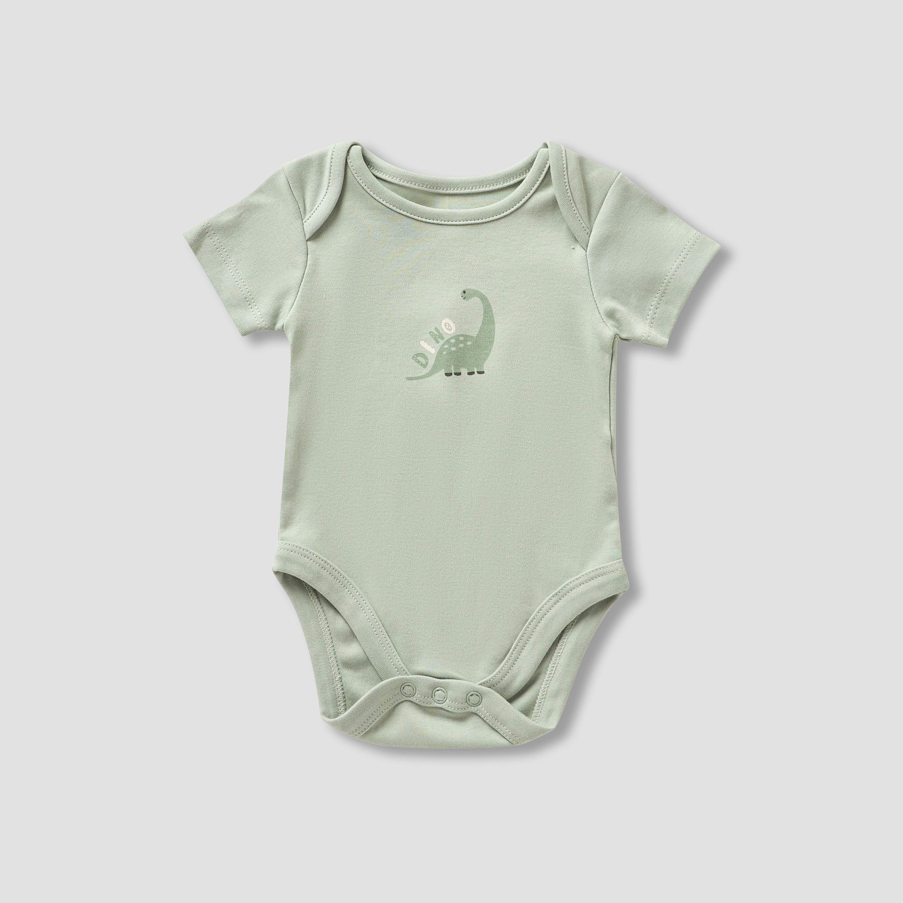 Juniors 4-Piece Boys Set - Cotton - Sleepsuit, Bodysuit, Bib, Mittens - Dinosaur Print-baby-boys-clothing-setsandcoords-image-2
