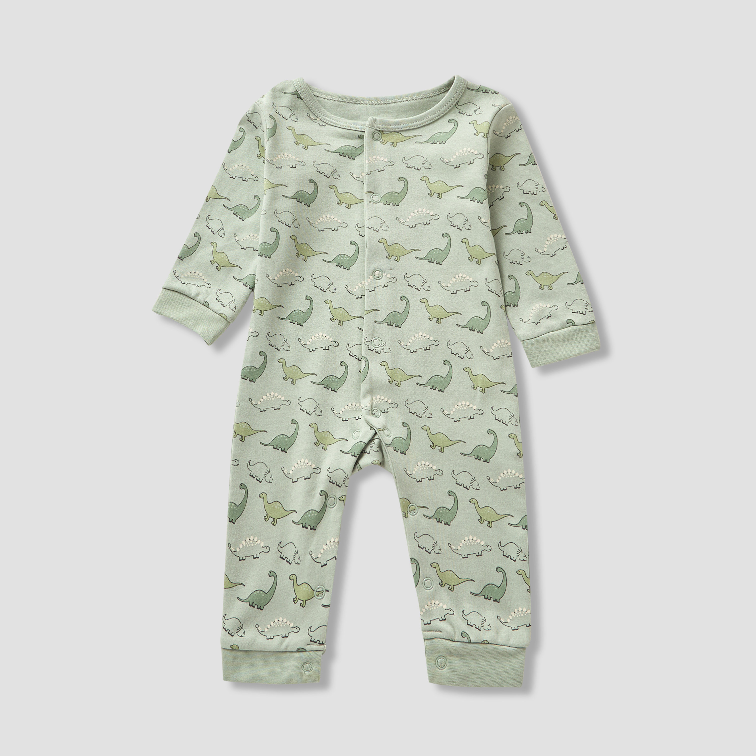Juniors 4-Piece Boys Set - Cotton - Sleepsuit, Bodysuit, Bib, Mittens - Dinosaur Print-baby-boys-clothing-setsandcoords-image-3