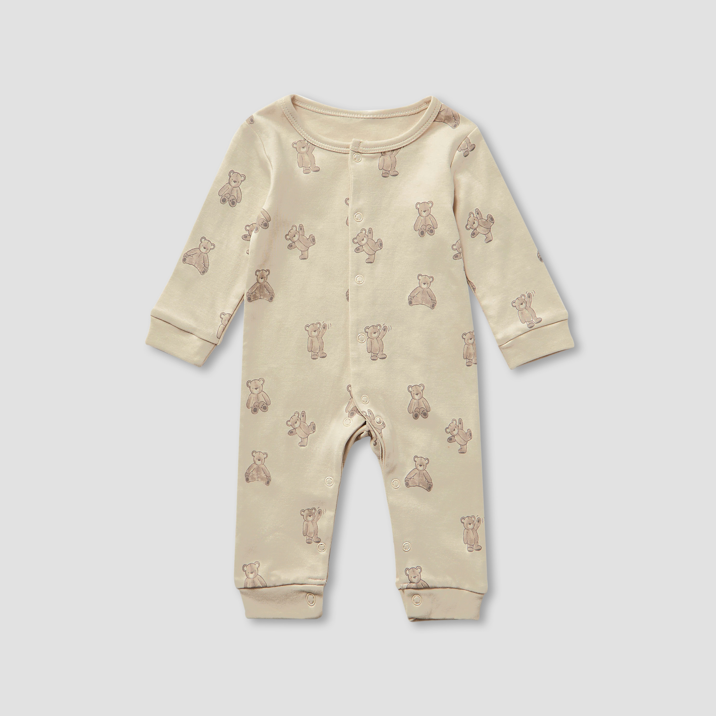 Juniors 4-Piece Boys Gift Set - Cotton - Sleepsuit, Bodysuit, Bib, Mittens - Teddy Bear Print-baby-boys-clothing-setsandcoords-image-2