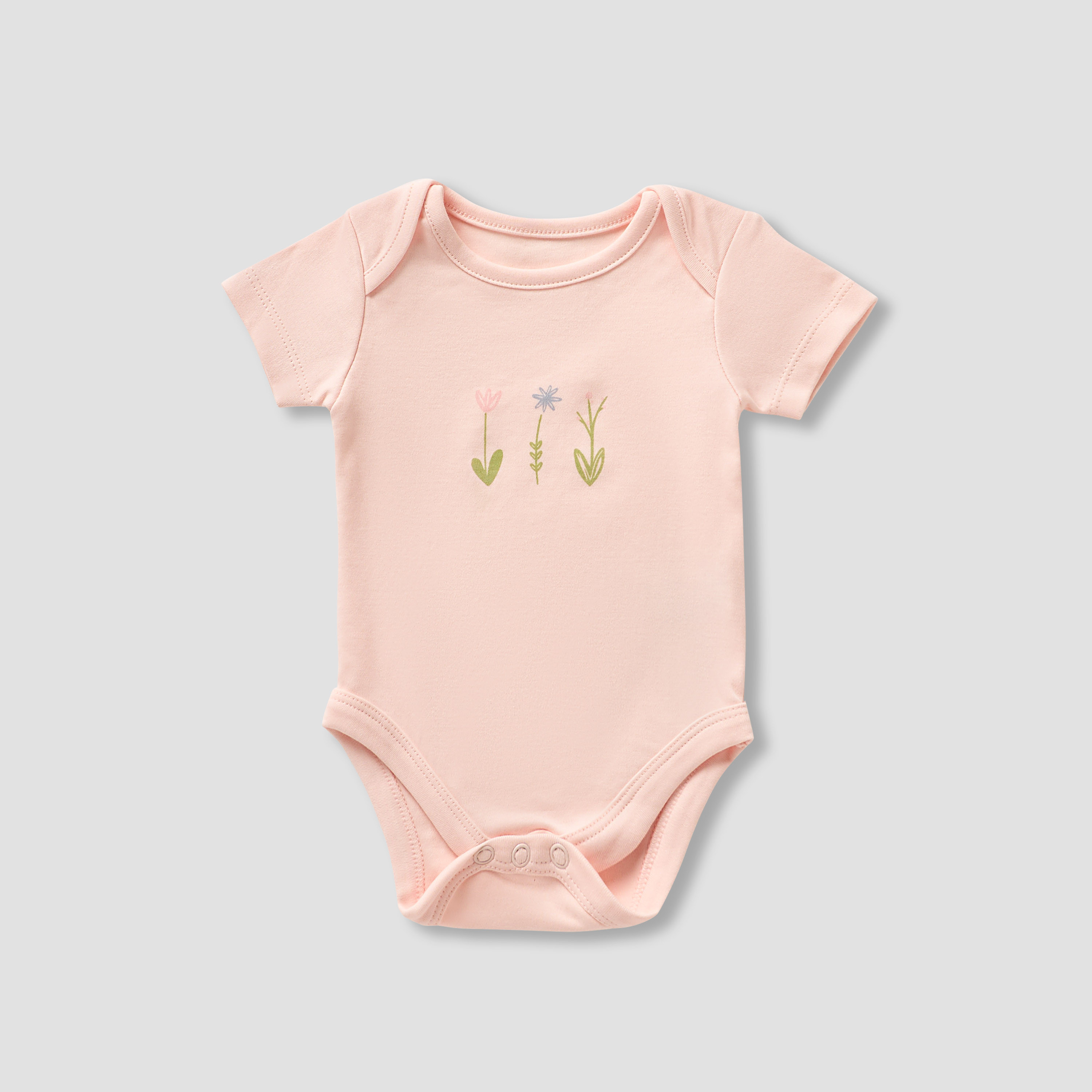 Juniors 4-Piece Girls Set - Cotton - Sleepsuit, Bodysuit, Bib, Mittens - Botanical Print-baby-girls-clothing-setsandcoords-image-2