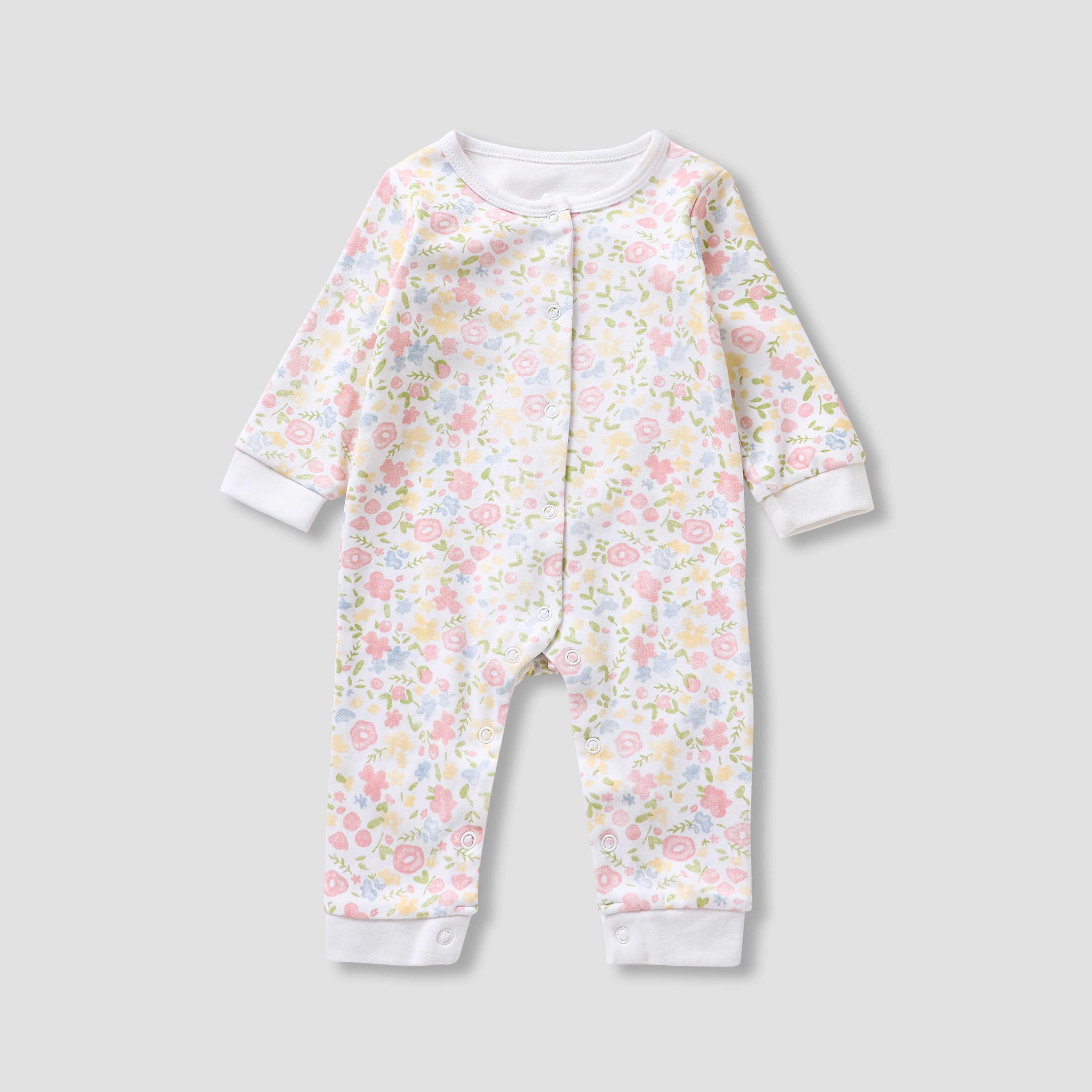 Juniors 4-Piece Girls Set - Cotton - Sleepsuit, Bodysuit, Bib, Mittens - Botanical Print-baby-girls-clothing-setsandcoords-image-3