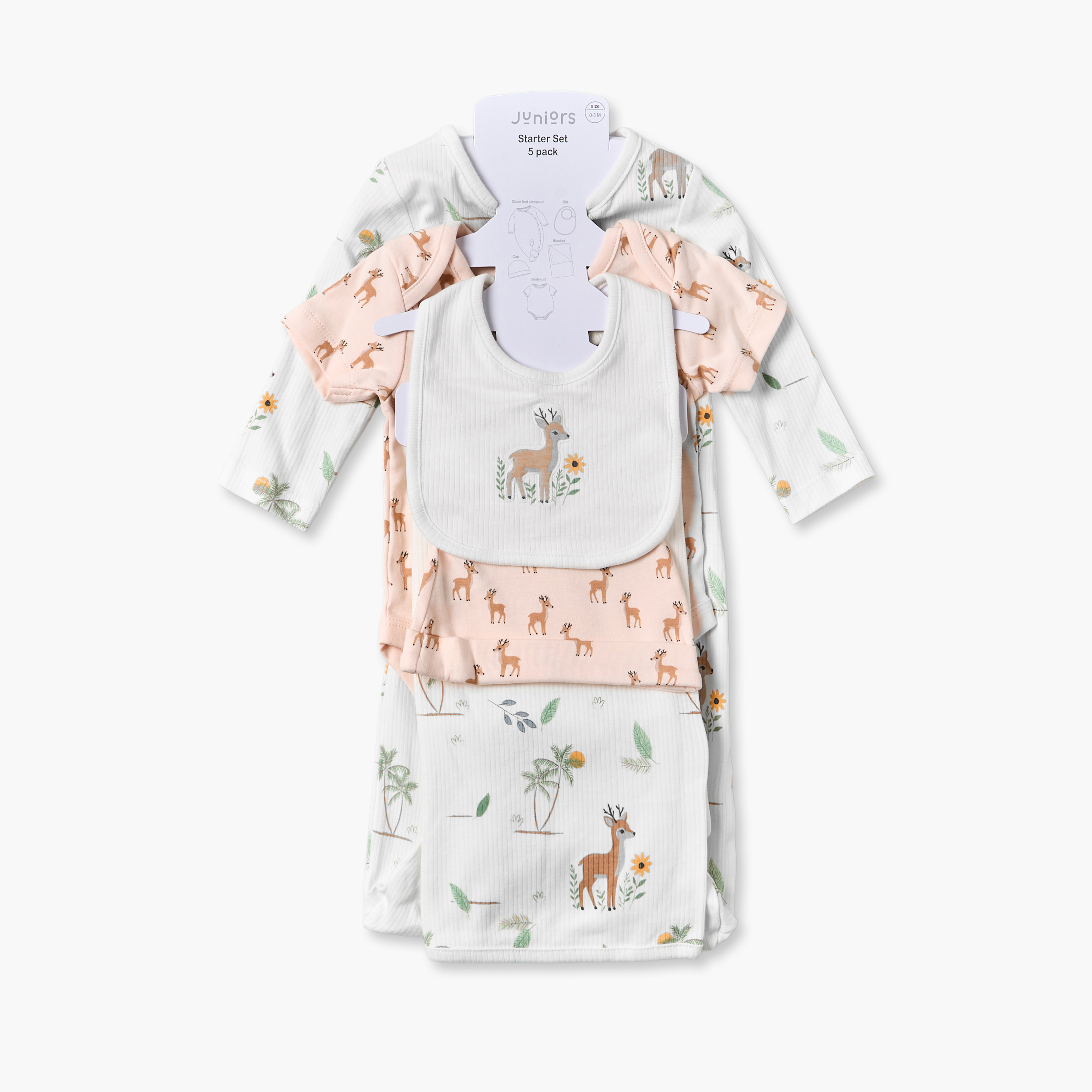 Set of 5 Juniors Clothing Gift Set with Deer Print-baby-girls-clothing-setsandcoords-image-1