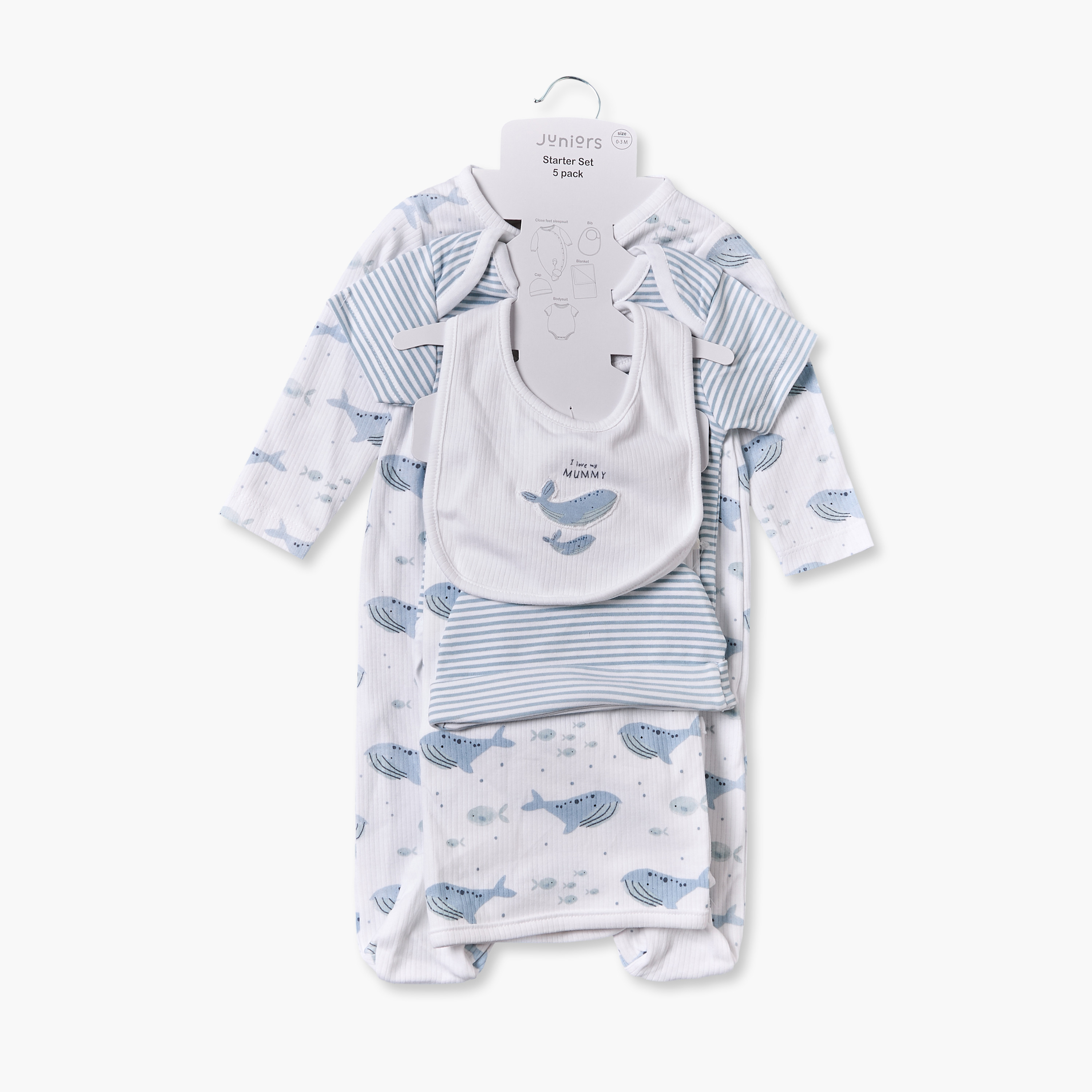 Set of 5 Juniors Clothing Gift Set with Whale Print-baby-boys-clothing-setsandcoords-image-1