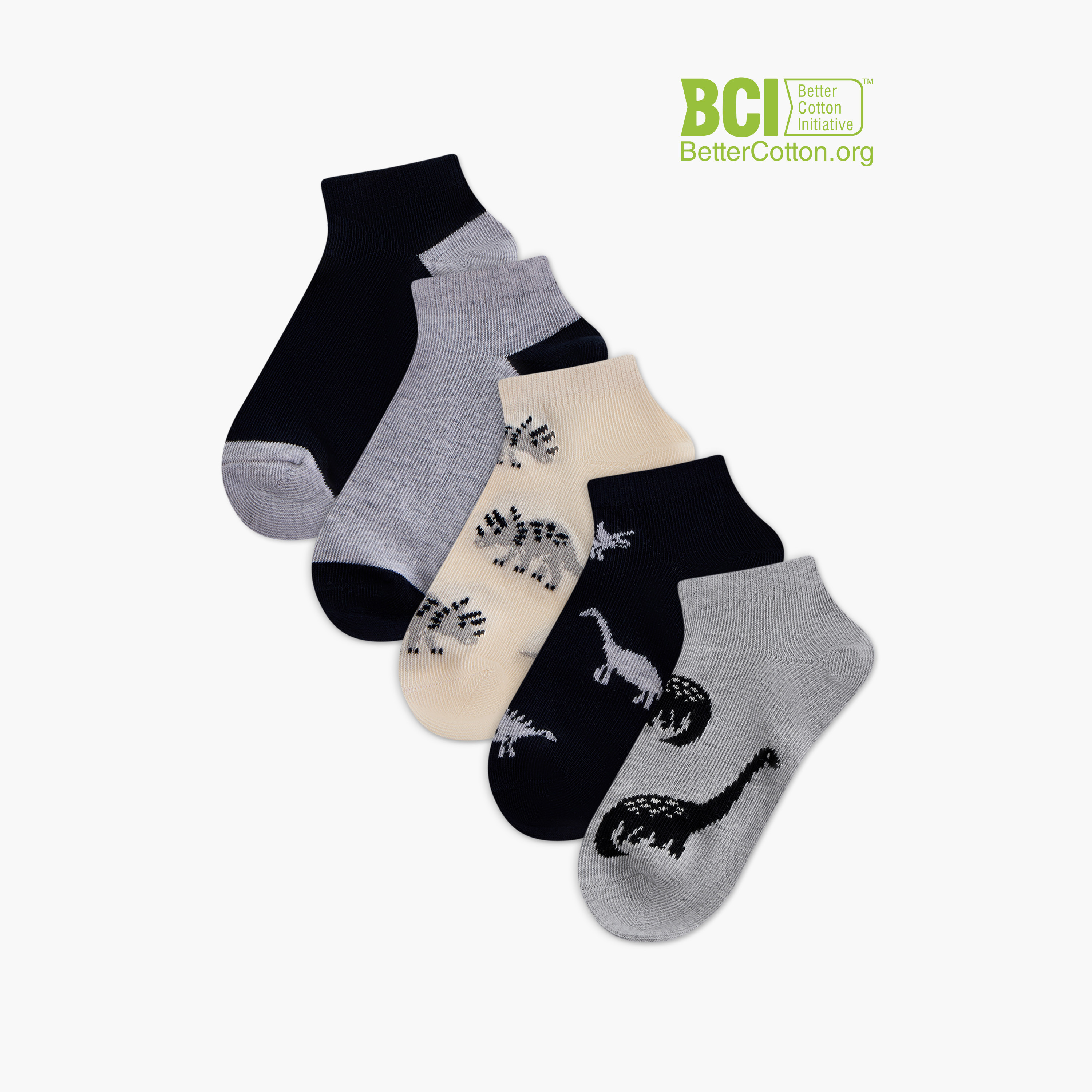 طقم جوارب 5 أزواج متنوعة بطول الكاحل من جونيورز-girls-accessories-socks-image-1