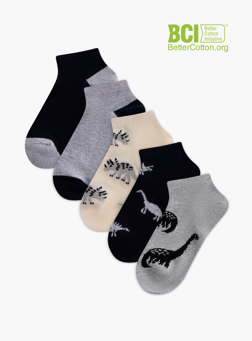 طقم جوارب 5 أزواج متنوعة بطول الكاحل من جونيورز-girls-accessories-socks-image-1