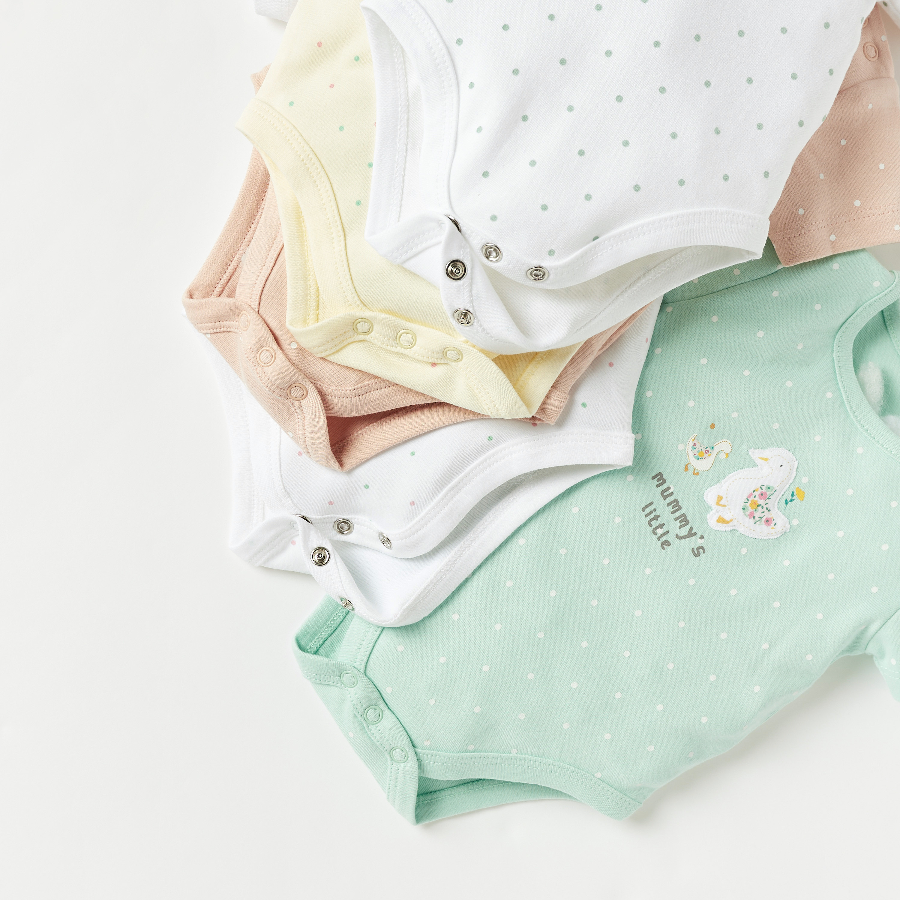 بودي سوت بأكمام قصيرة وطبعات من جونيورز - طقم من 5 قطع-baby-girls-clothing-bodysuits-image-4