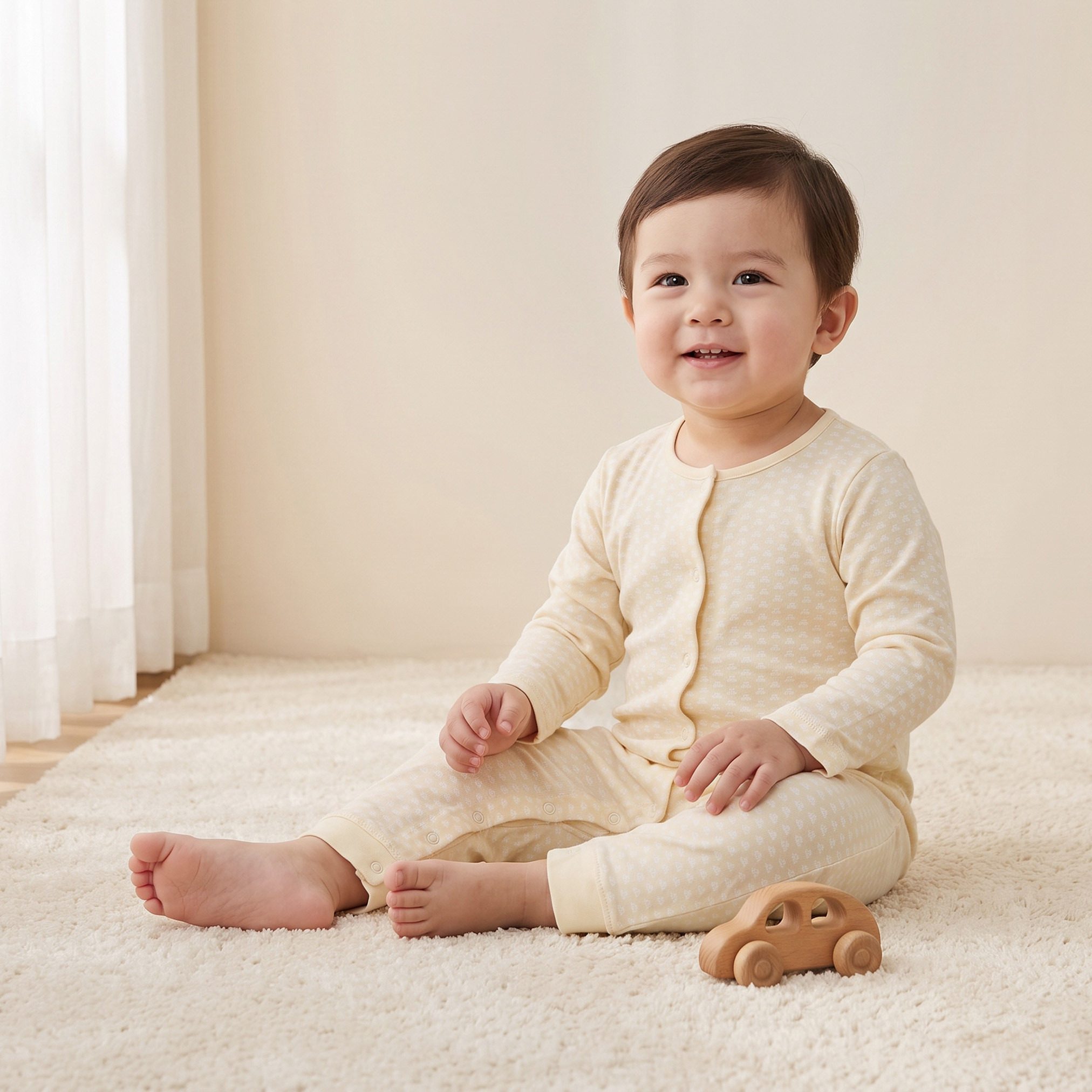 بدلة نوم بياقة ضيقة وأكمام طويلة وطبعات زهرية من جونيورز - عبوة من  3 قطع-baby-girls-clothing-nightwear-sleepsuits-image-2